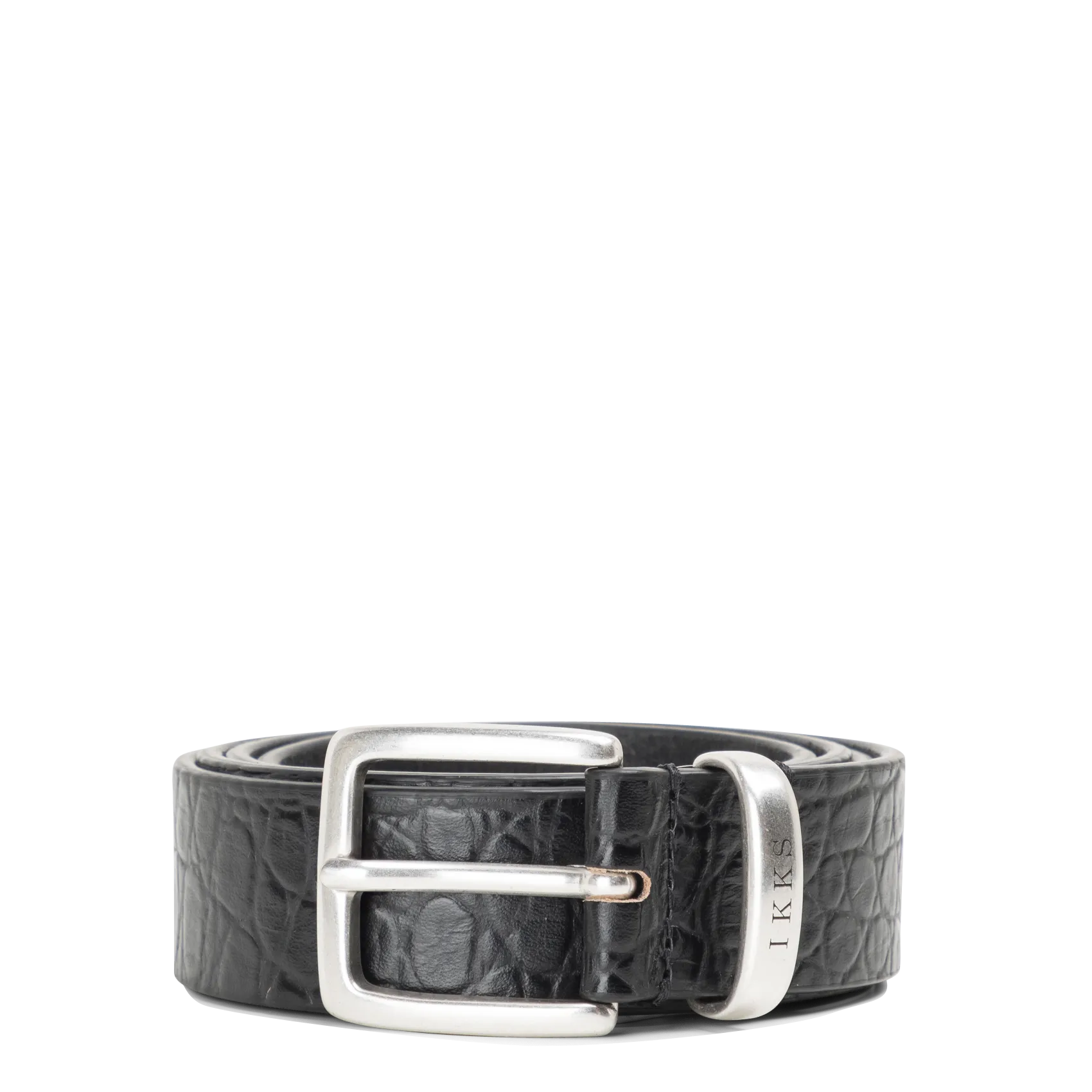 Ledergürtel in Kroko-Optik mit Schnalle Schwarz