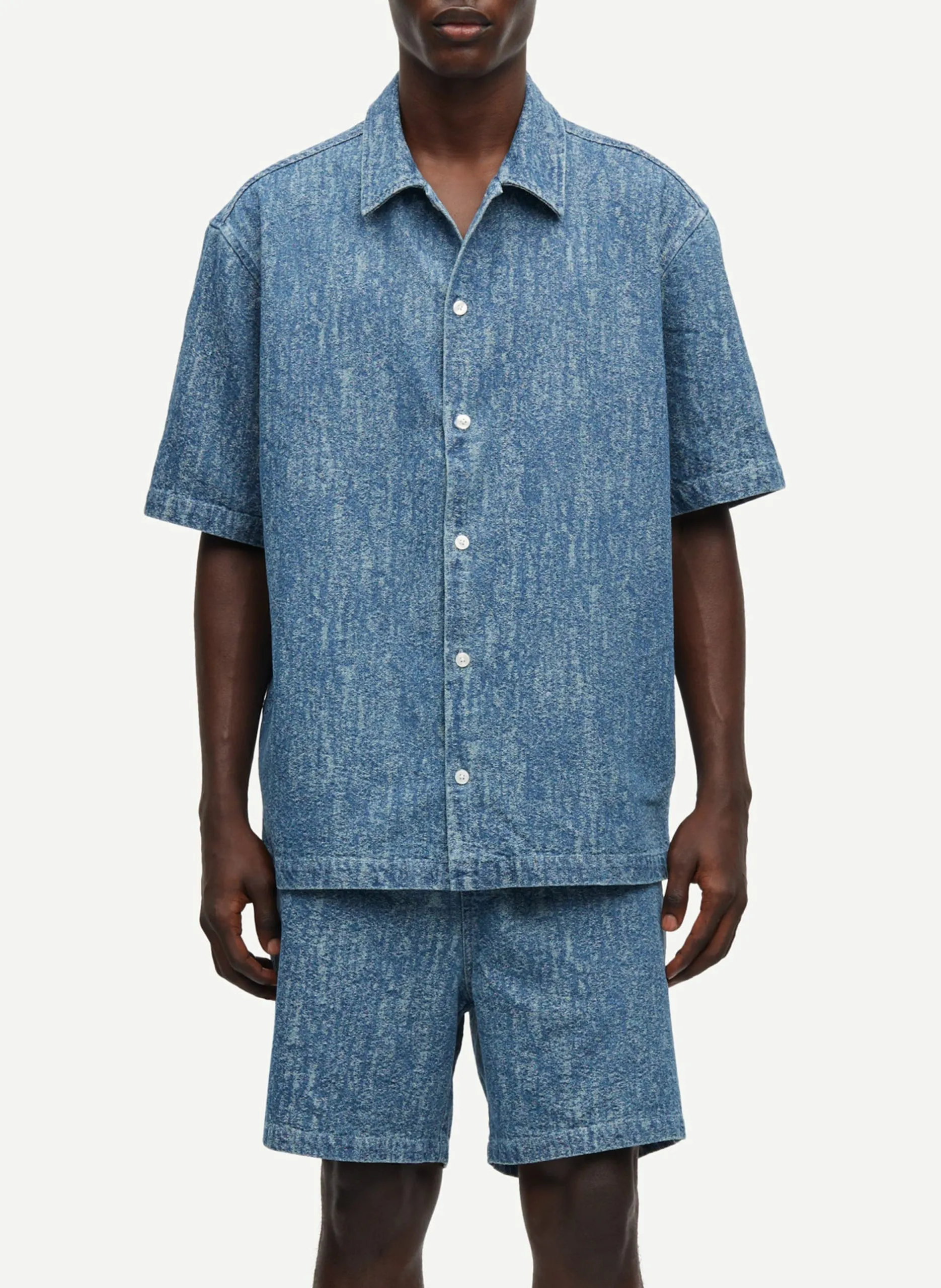 Baumwollbluse in Jeansoptik Blau SAAYO X