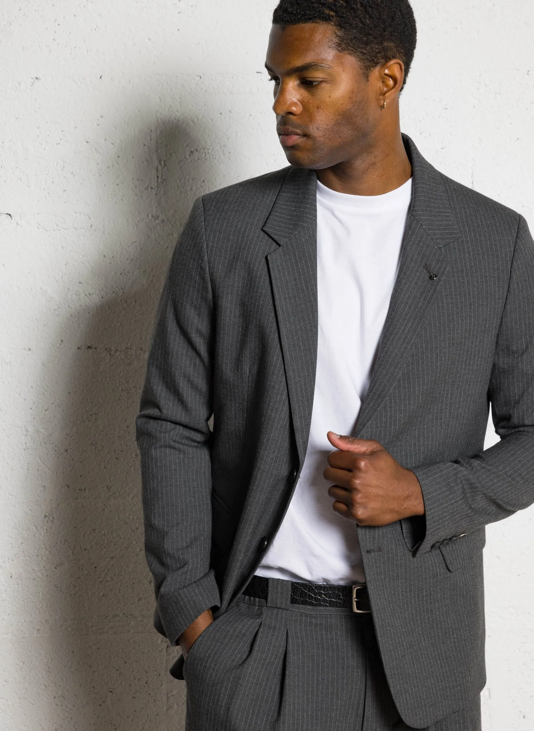 Gestreifter Blazer Grau