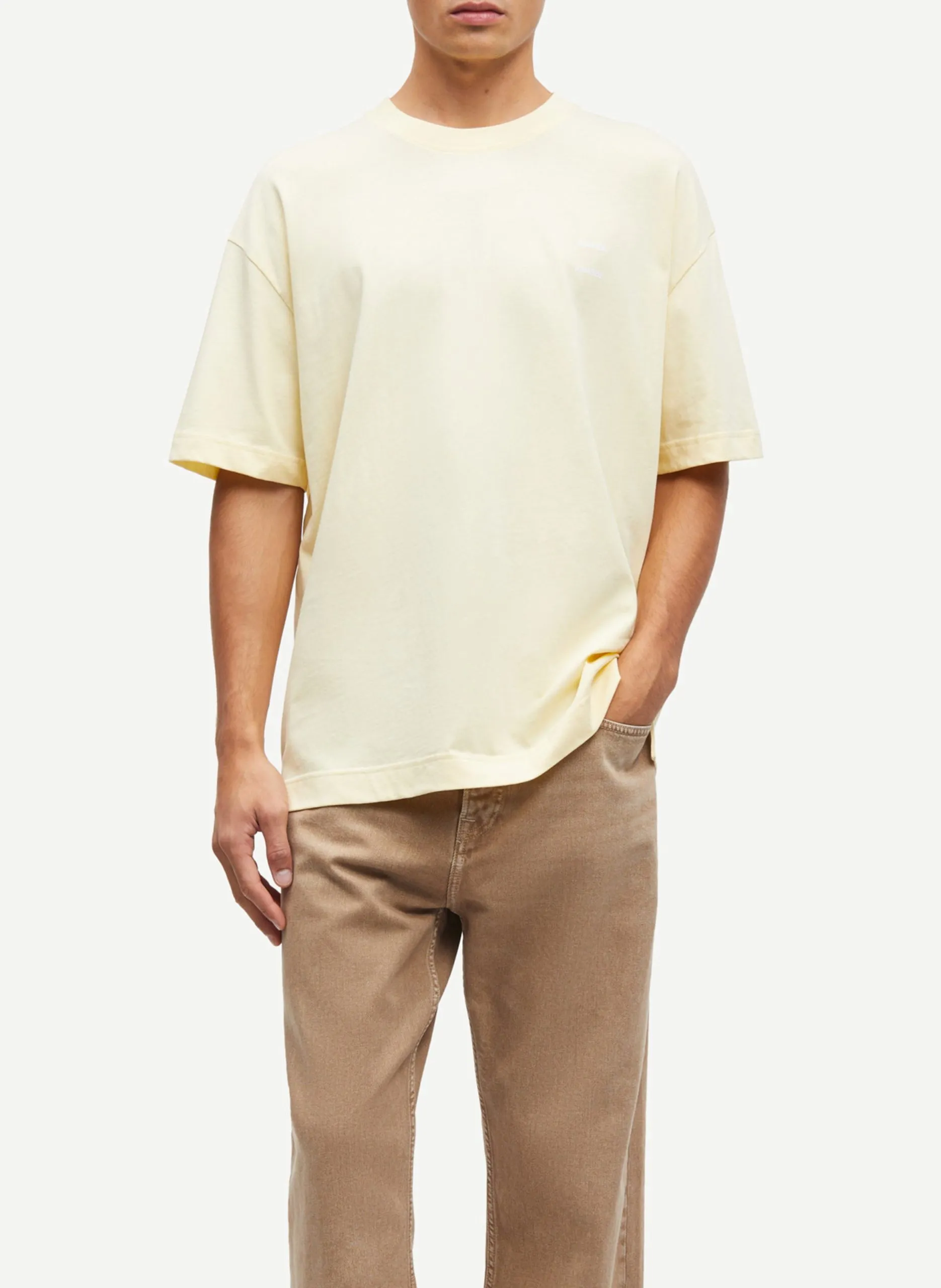 Rundhals-T-Shirt aus Bio-Baumwolle mit Siebdruck Gelb JOEL