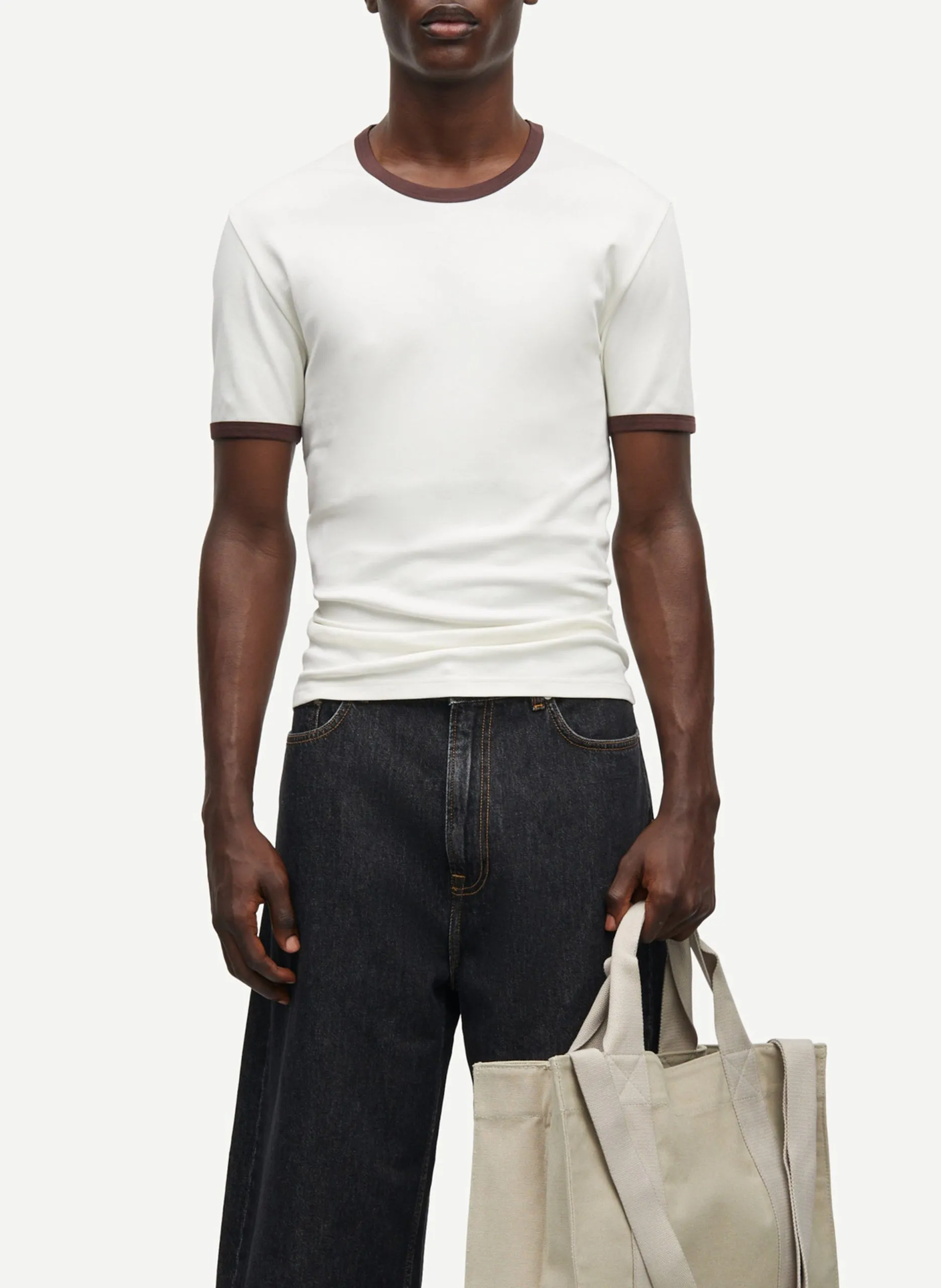 Rundhals-T-Shirt aus Bio-Baumwolle Weiss SATOD