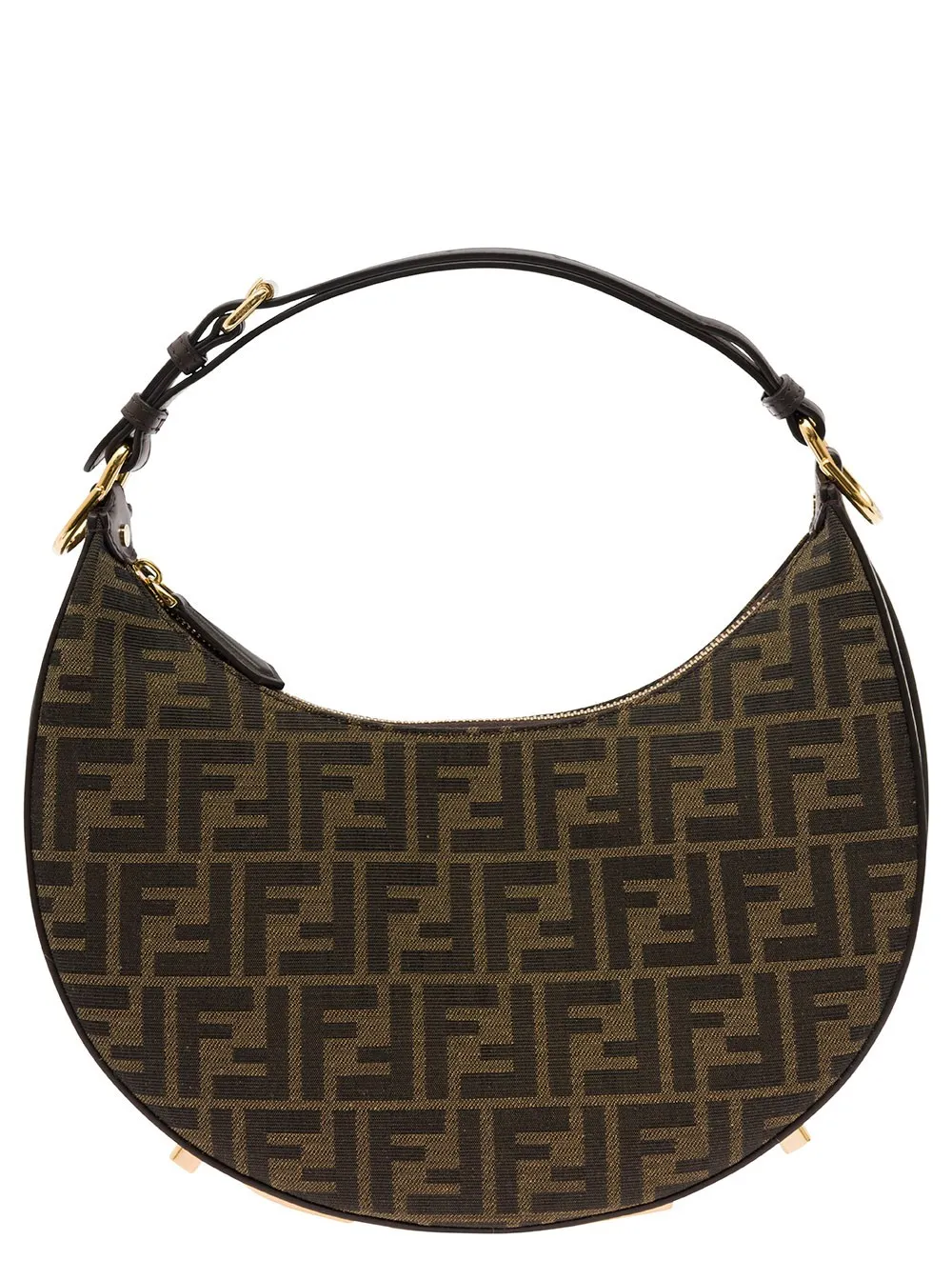 Braune Handtasche "Fendigraphy Small" mit FF-Motiv aus Jacquard-Stoff Damen