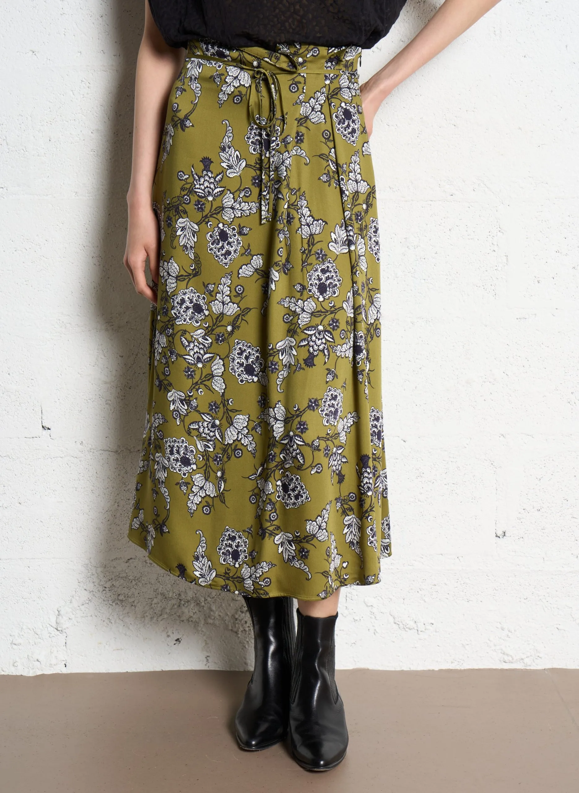 Anel - Bedruckter Midirock Grun