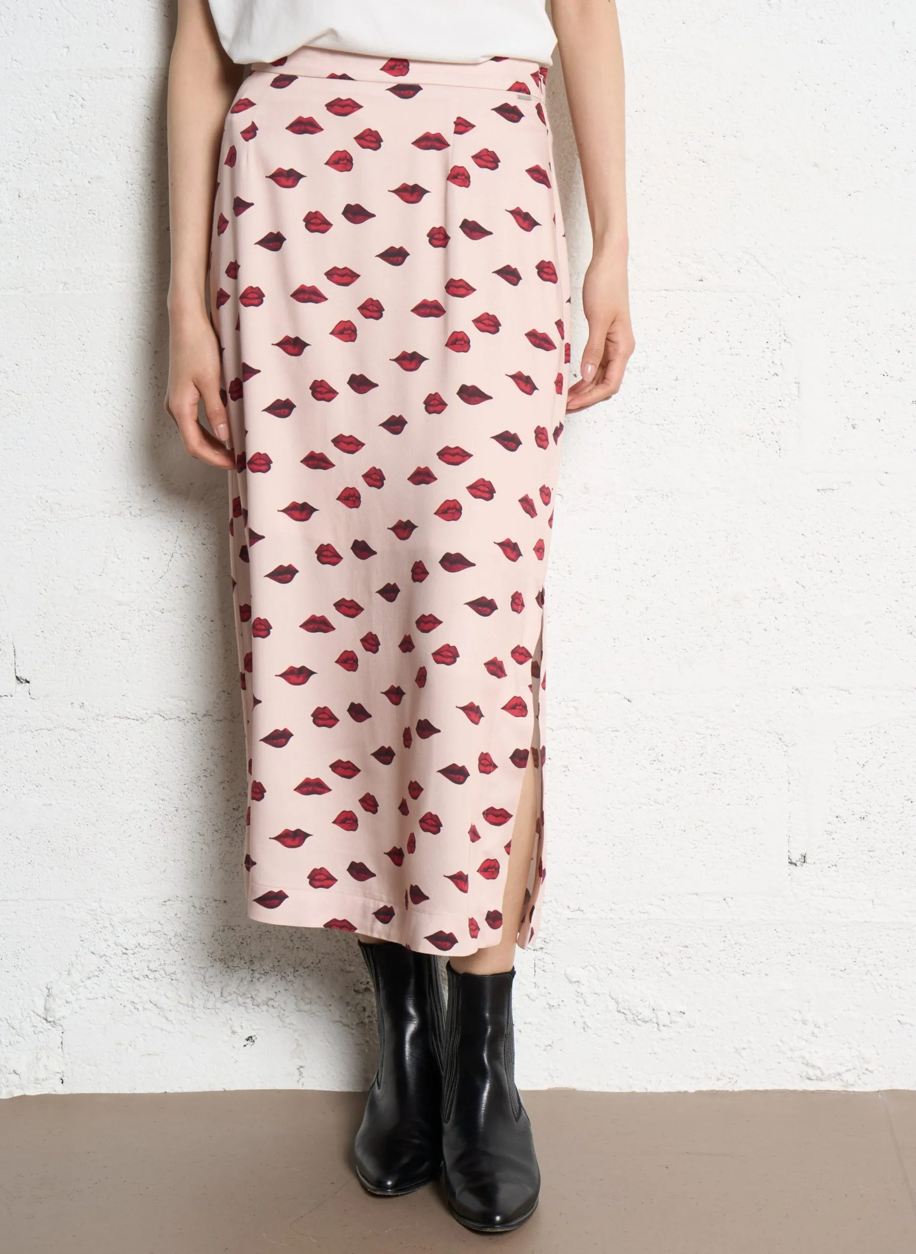 Gerade geschnittener Midirock Rosa