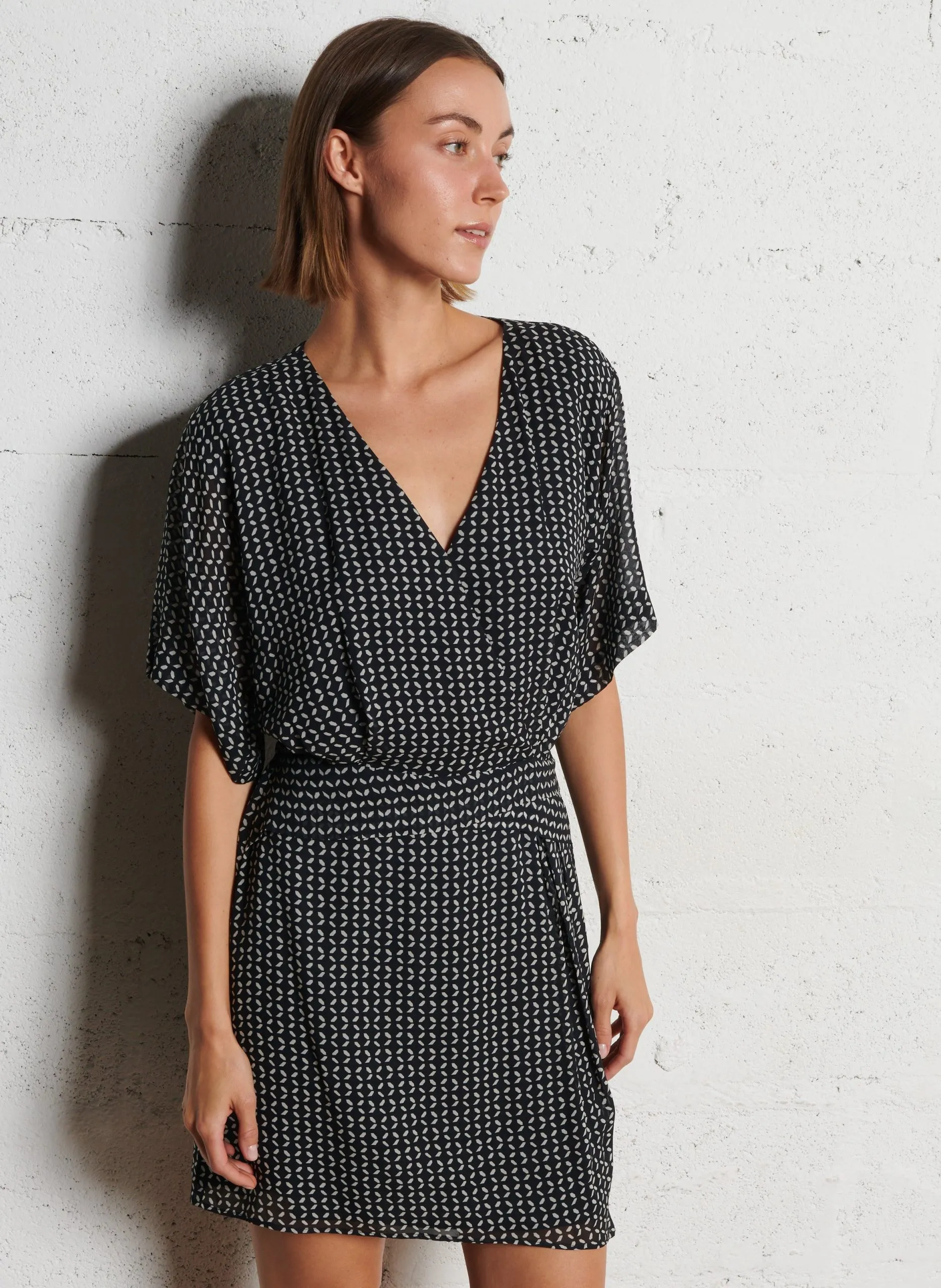 Bedrucktes Kleid Schwarz