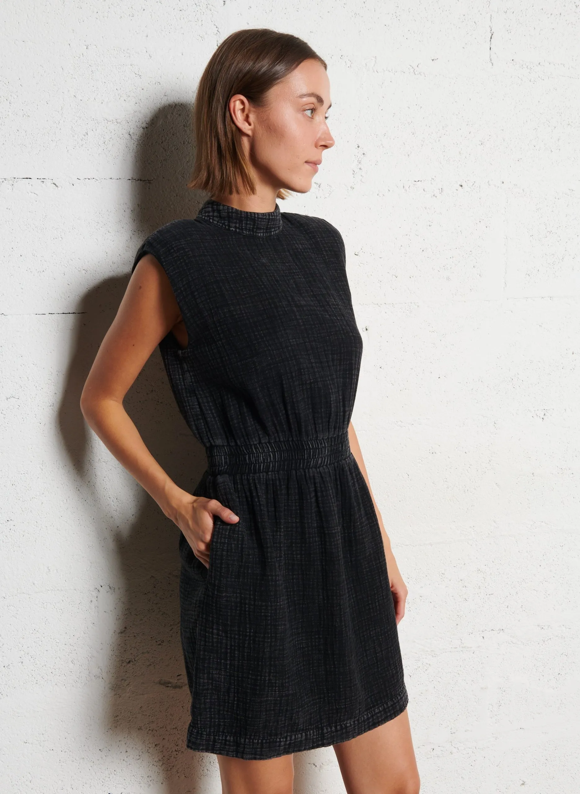 Kurzkleid aus Viskose-Mix Grau