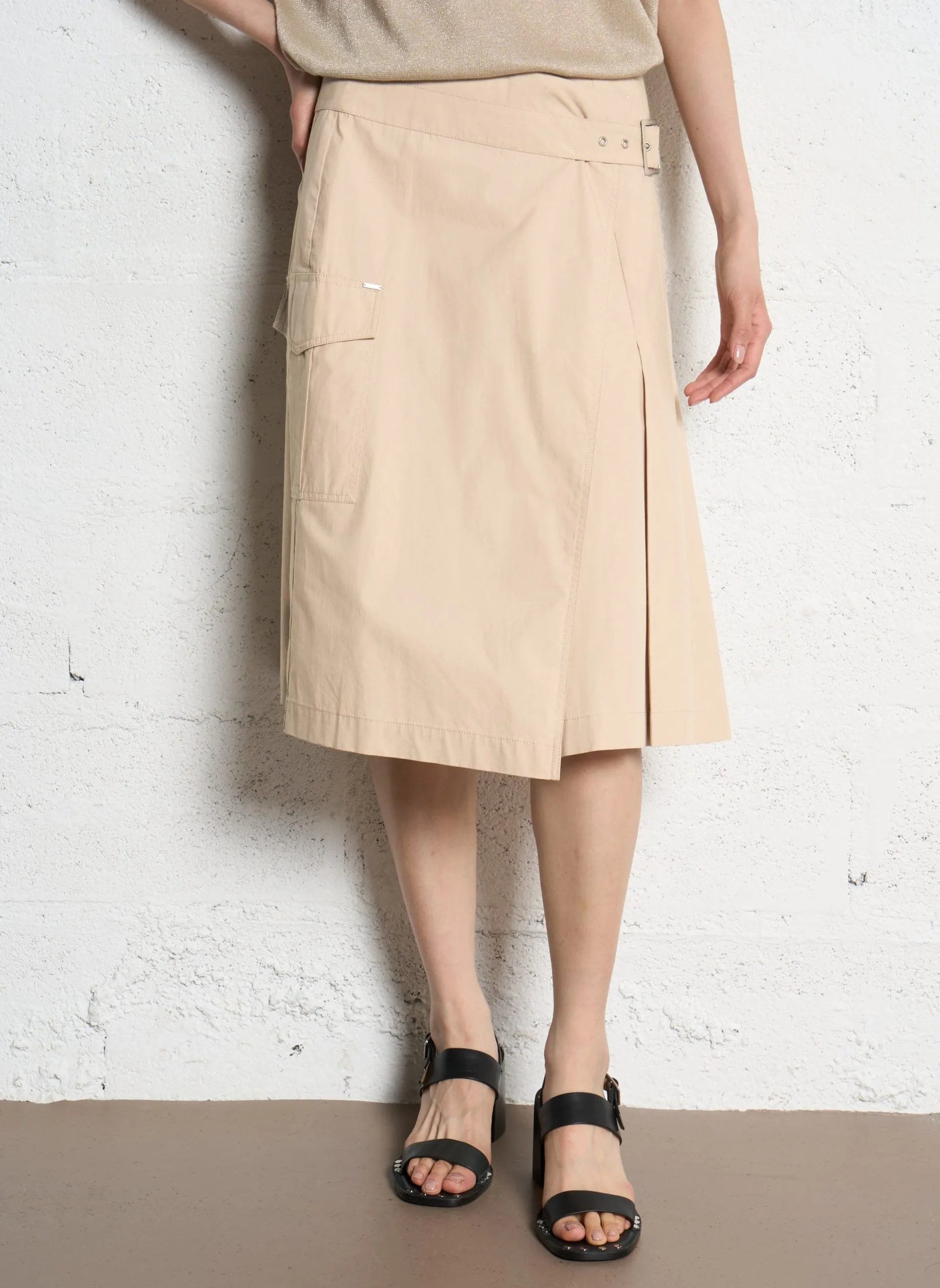 Ausgestellter Baumwollrock Beige