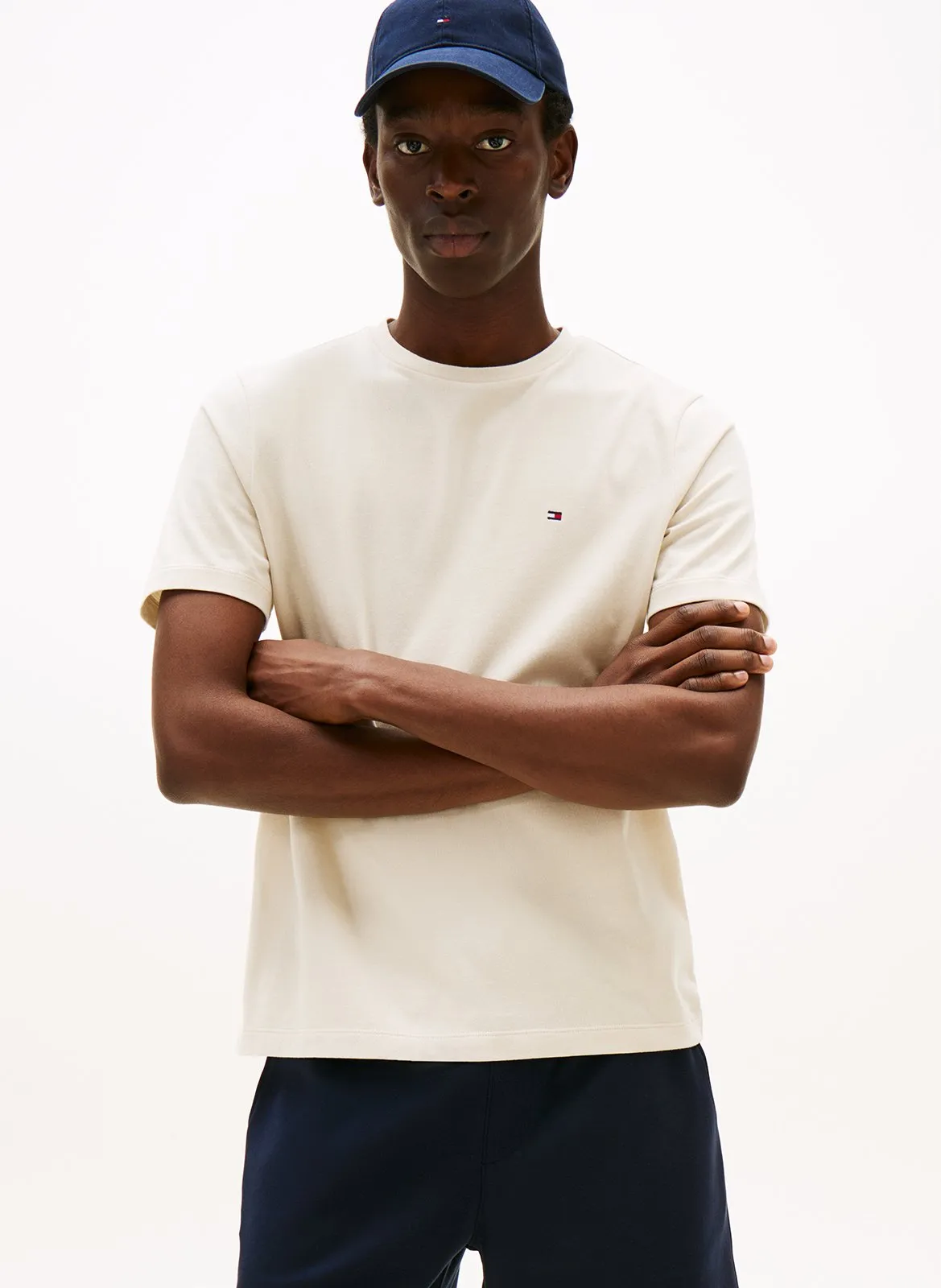 Rundhals-T-Shirt aus Baumwolle Beige