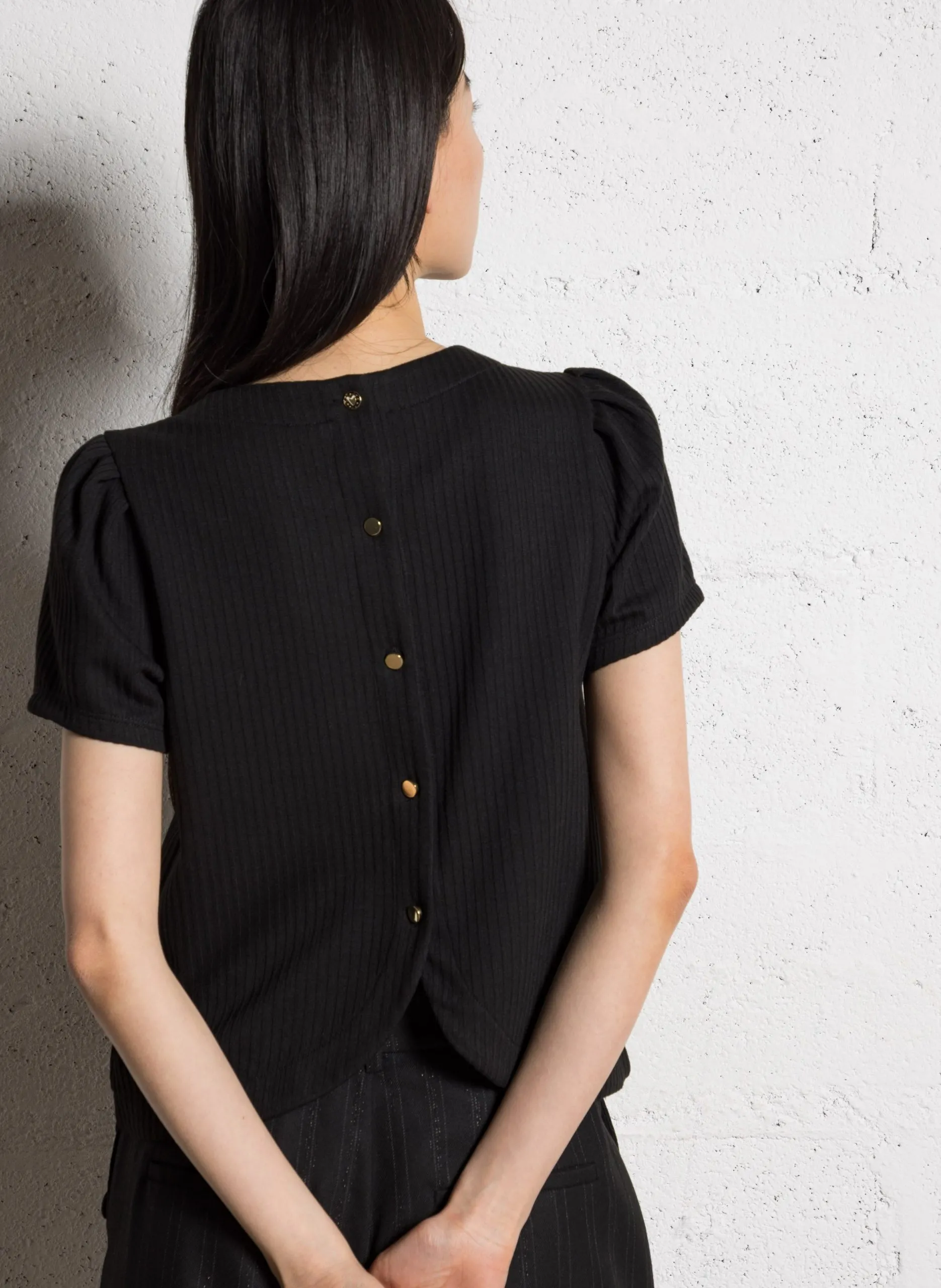 Bedrucktes Viskose-Top Schwarz