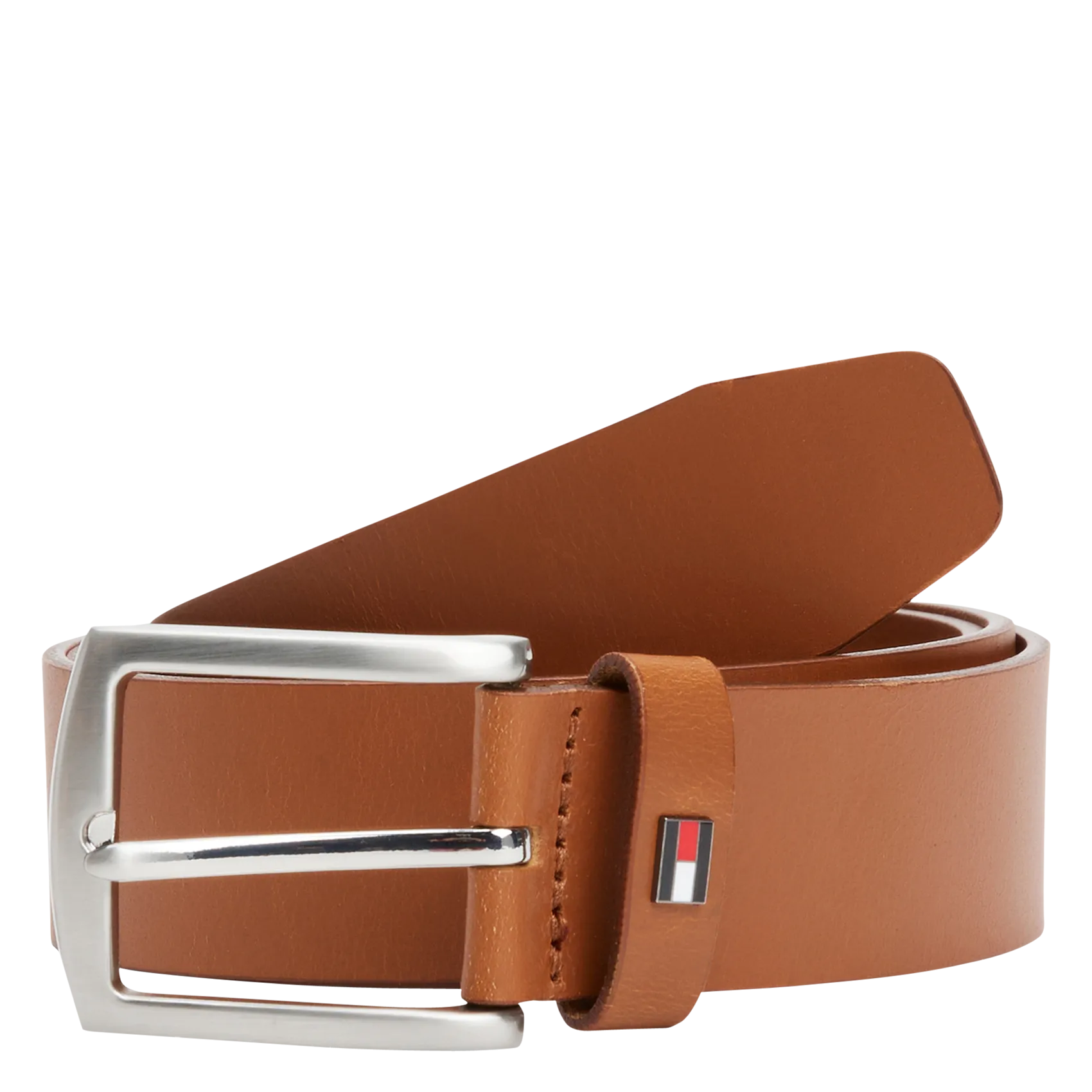 Einfarbiger Ledergürtel mit Schnalle Braun