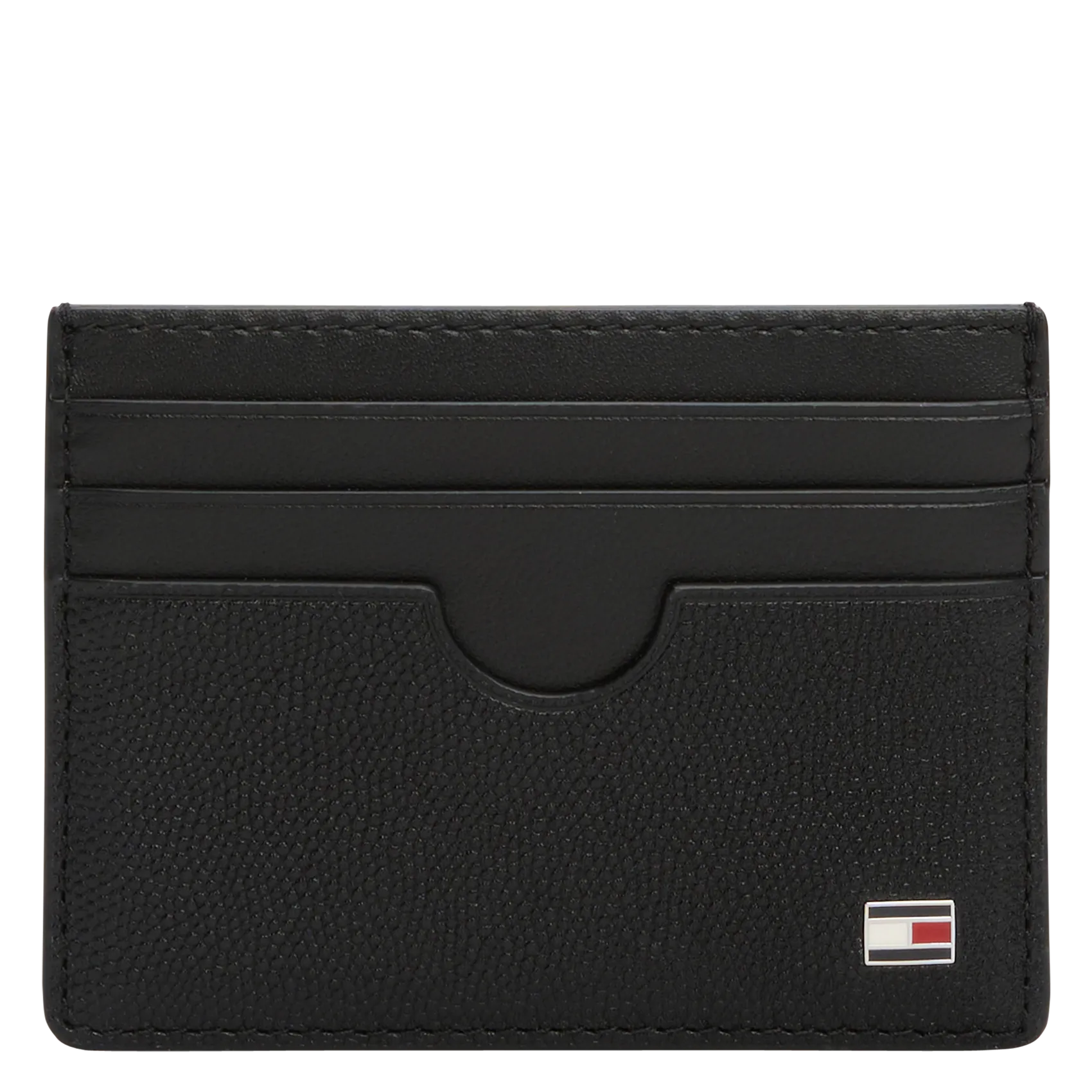 Einfarbiges Kartenetui aus genarbtem Leder Schwarz