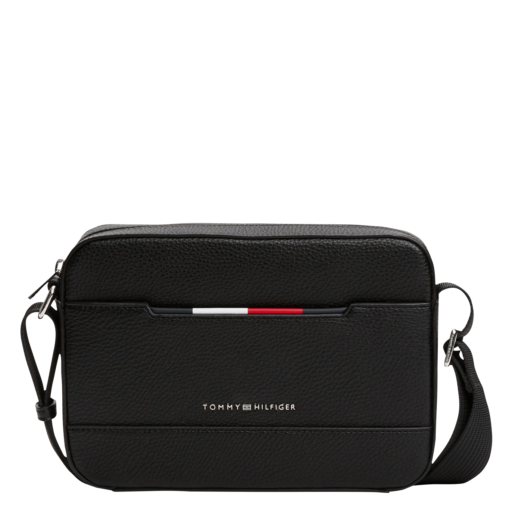 Umhängetasche mit Reißverschluss und genarbtem Effekt Schwarz