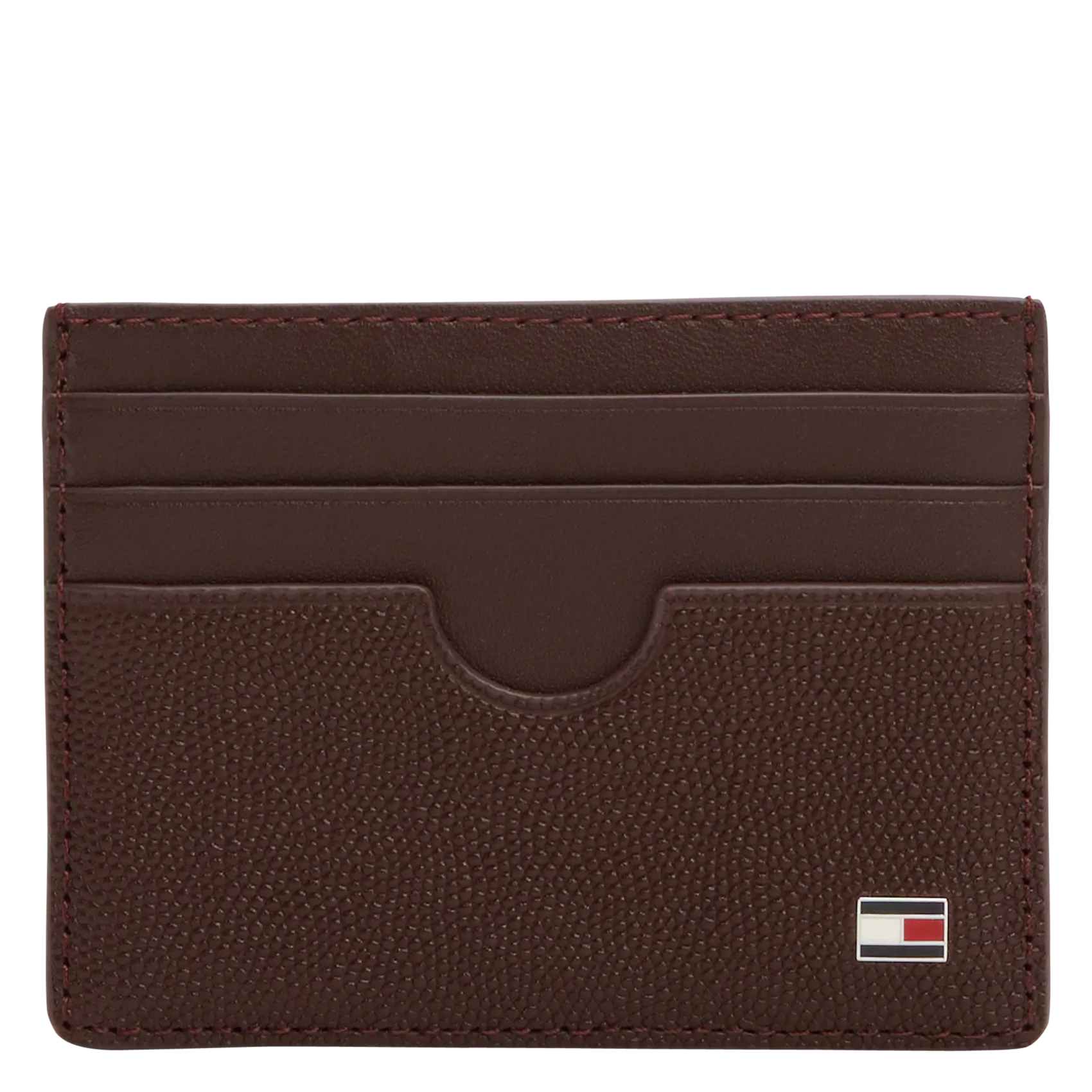 Einfarbiges Kartenetui aus genarbtem Leder Braun