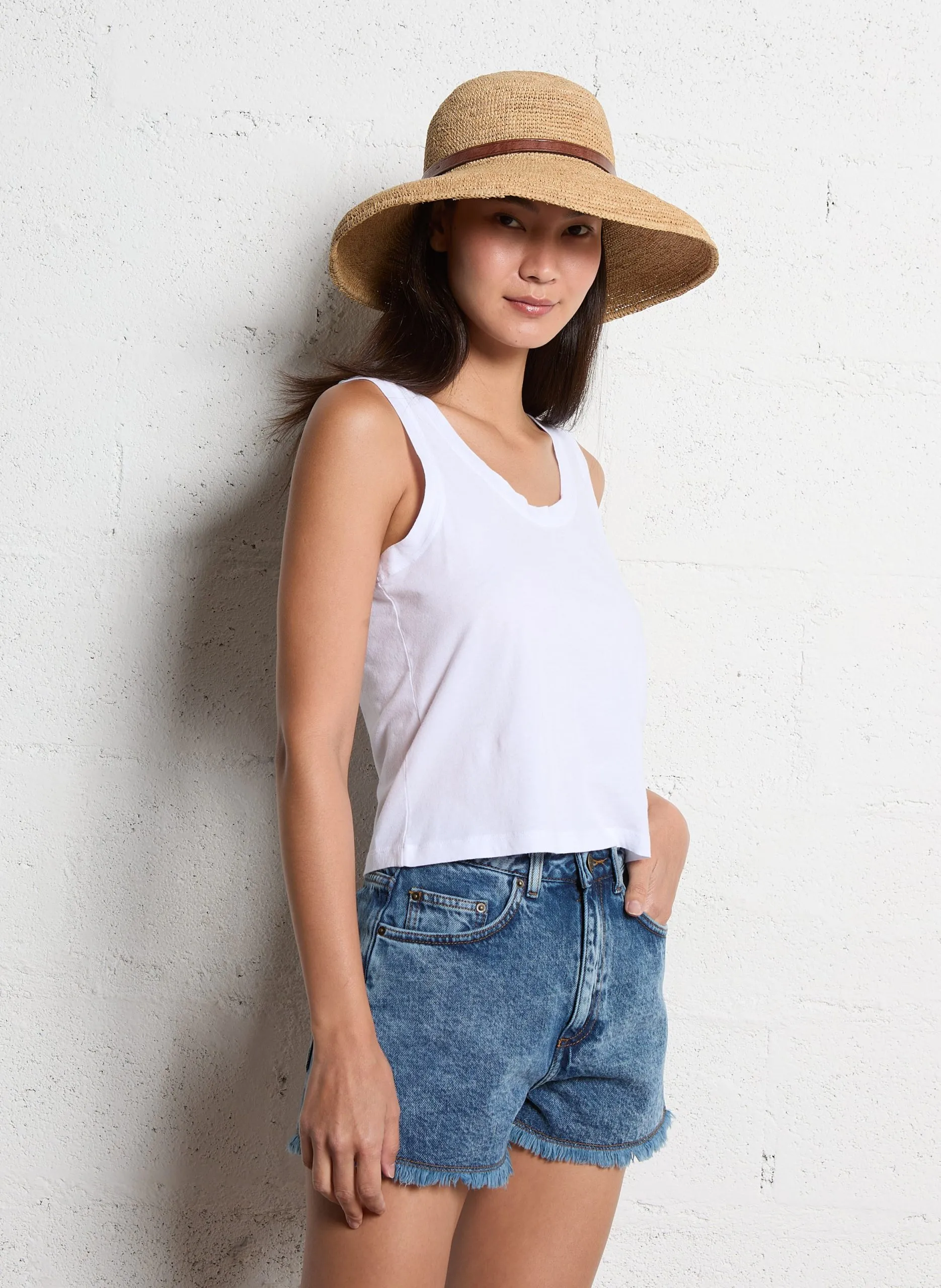 Gerade geschnittenes Baumwoll-Tanktop Weiss APOLY