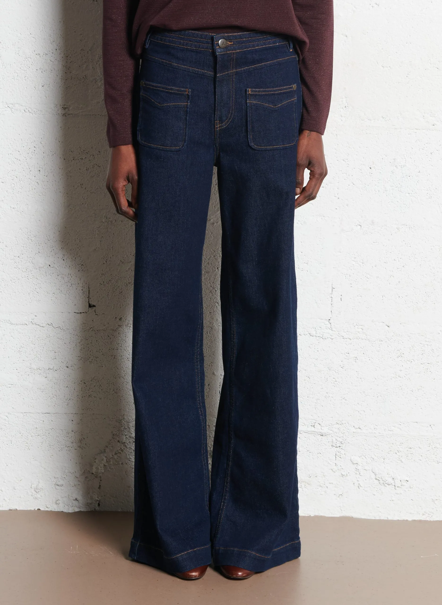 Weite High Waist Jeans aus Stretch-Baumwolle Blau LE HAILEY