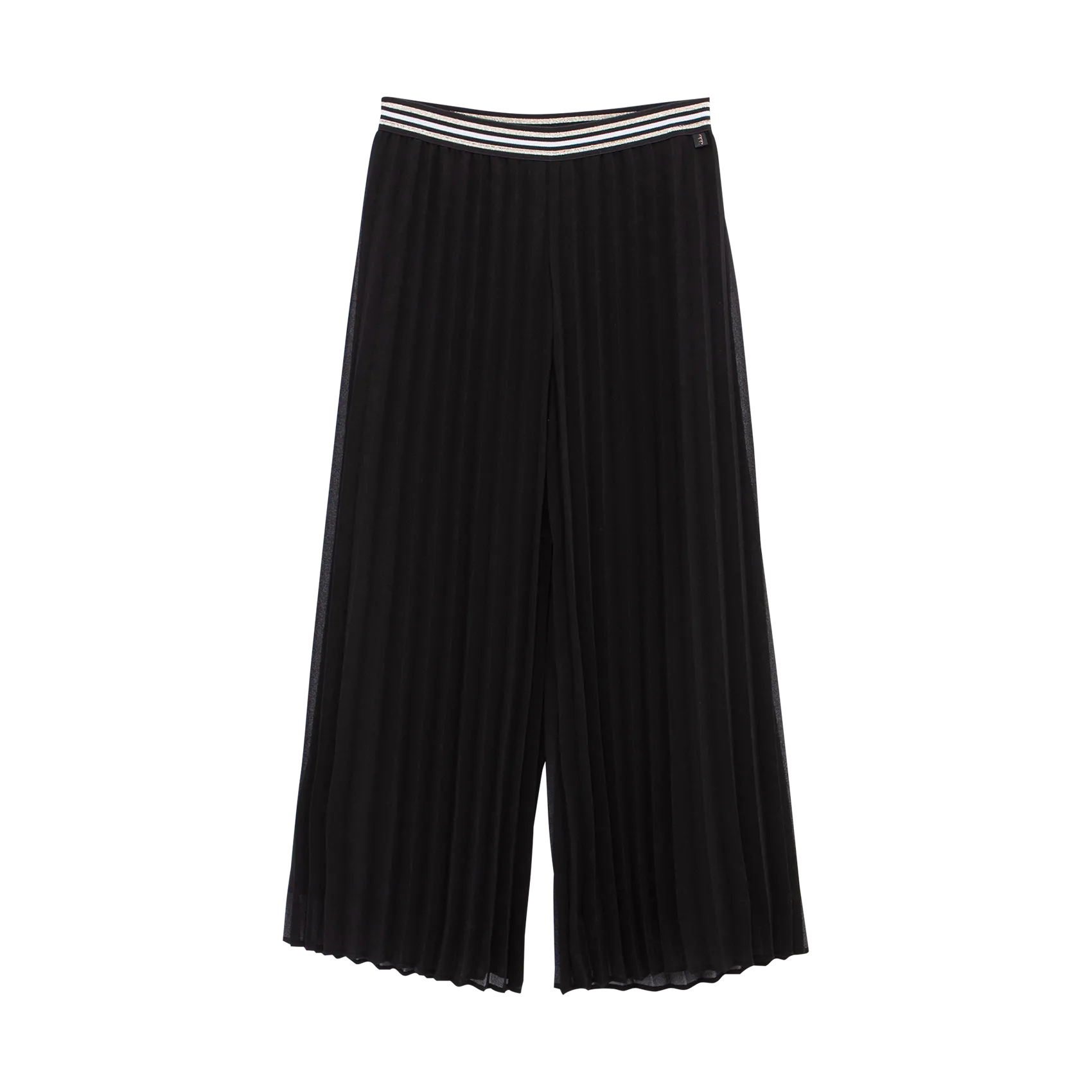 Weites Plissee-Hose aus Chiffon Schwarz