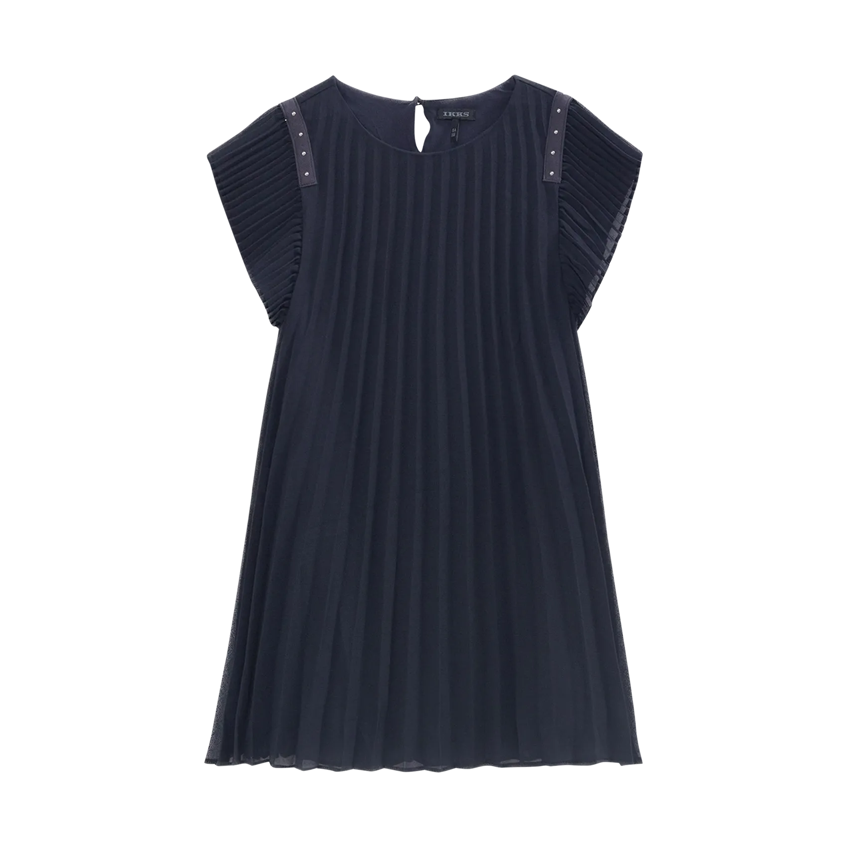 Plissee-Kleid mit Rundhalsausschnitt Blau