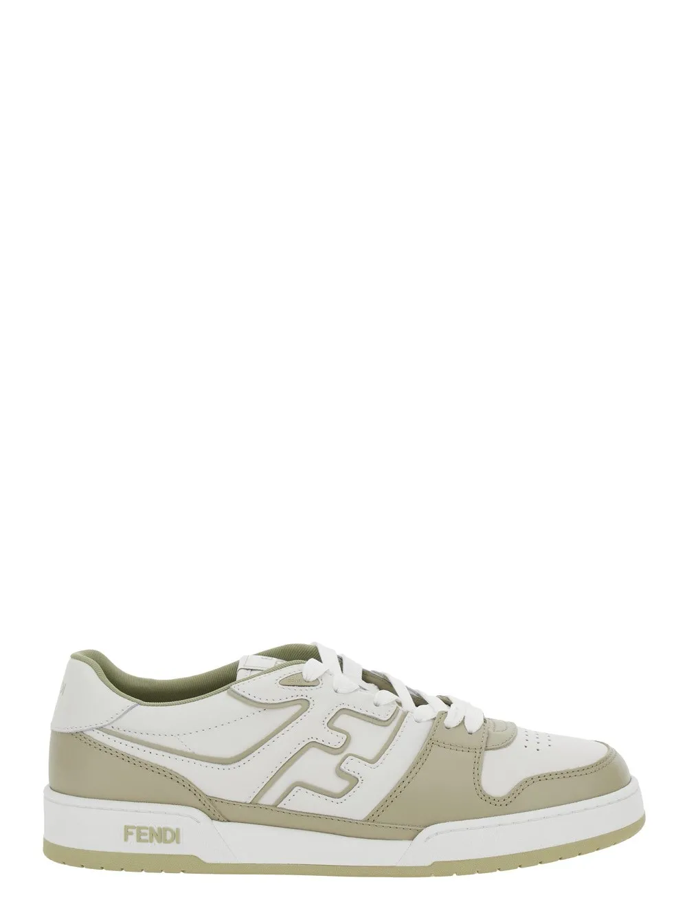 Beigefarbene Low-Top-Sneakers "Match" mit FF-Detail aus Leder Herren