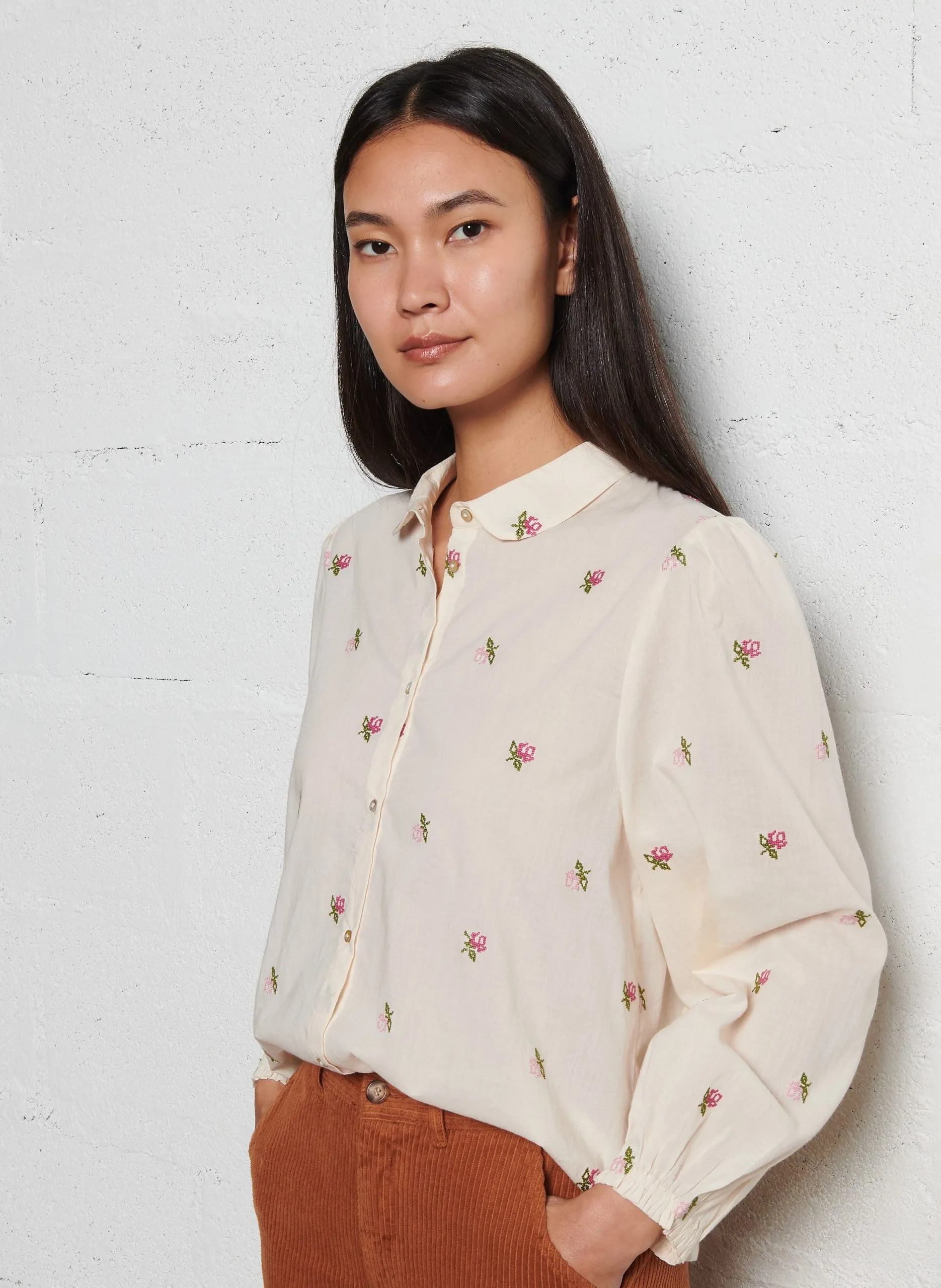 Baumwoll-Bluse Beige CALYPSO