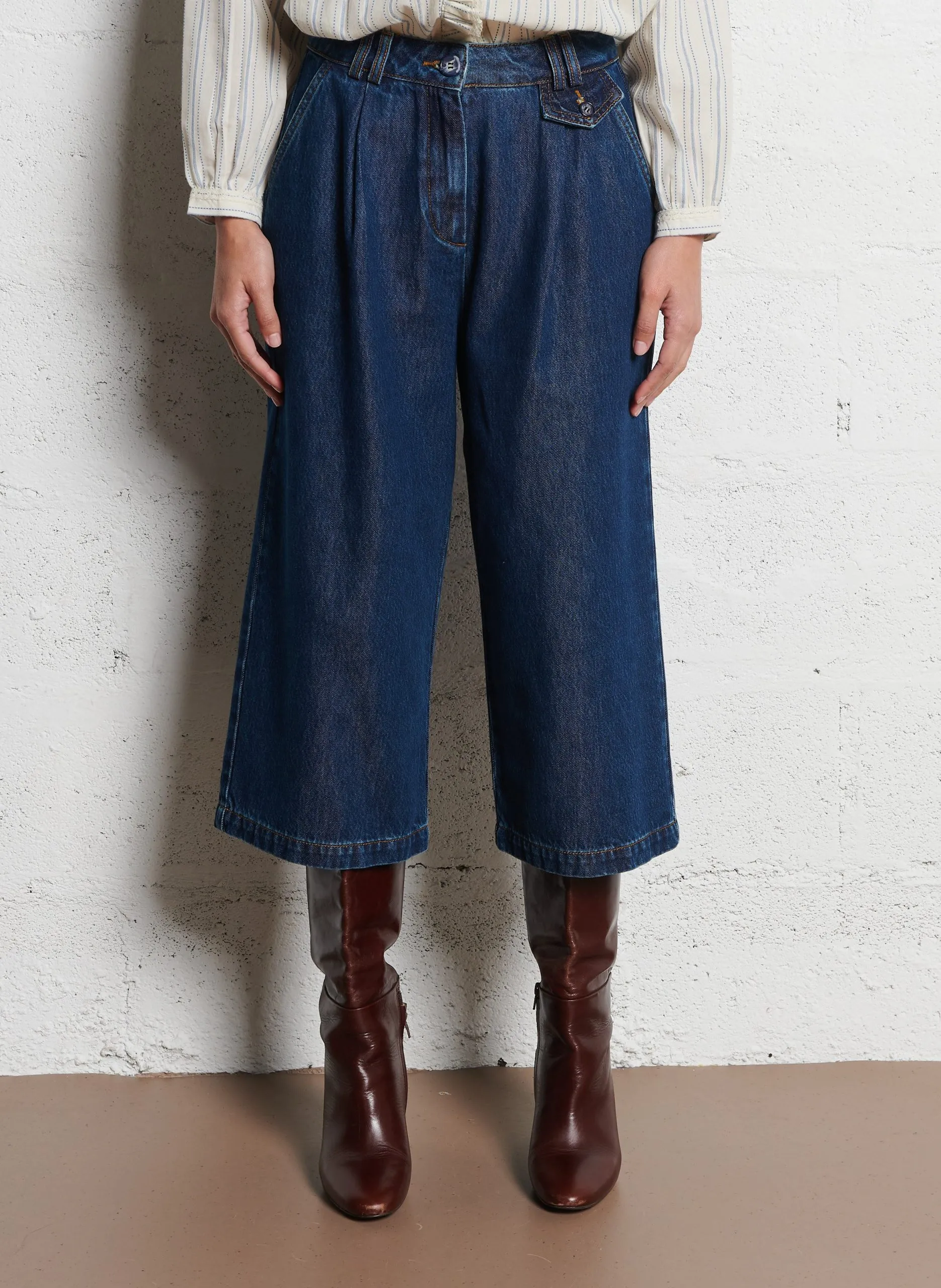 3/4-Jeans aus Baumwoll-Denim-Mix Blau COLORADO