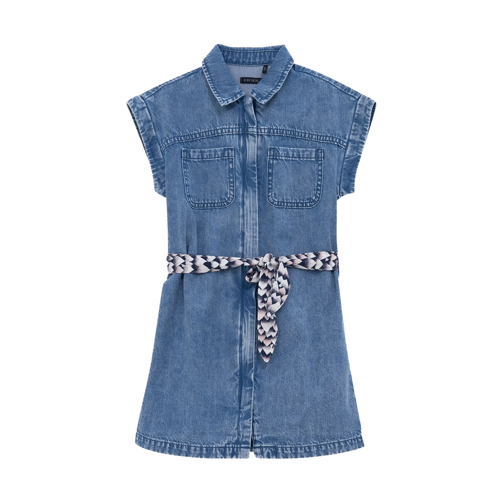 Jeans-Kurzkleid mit Gürtel Blau