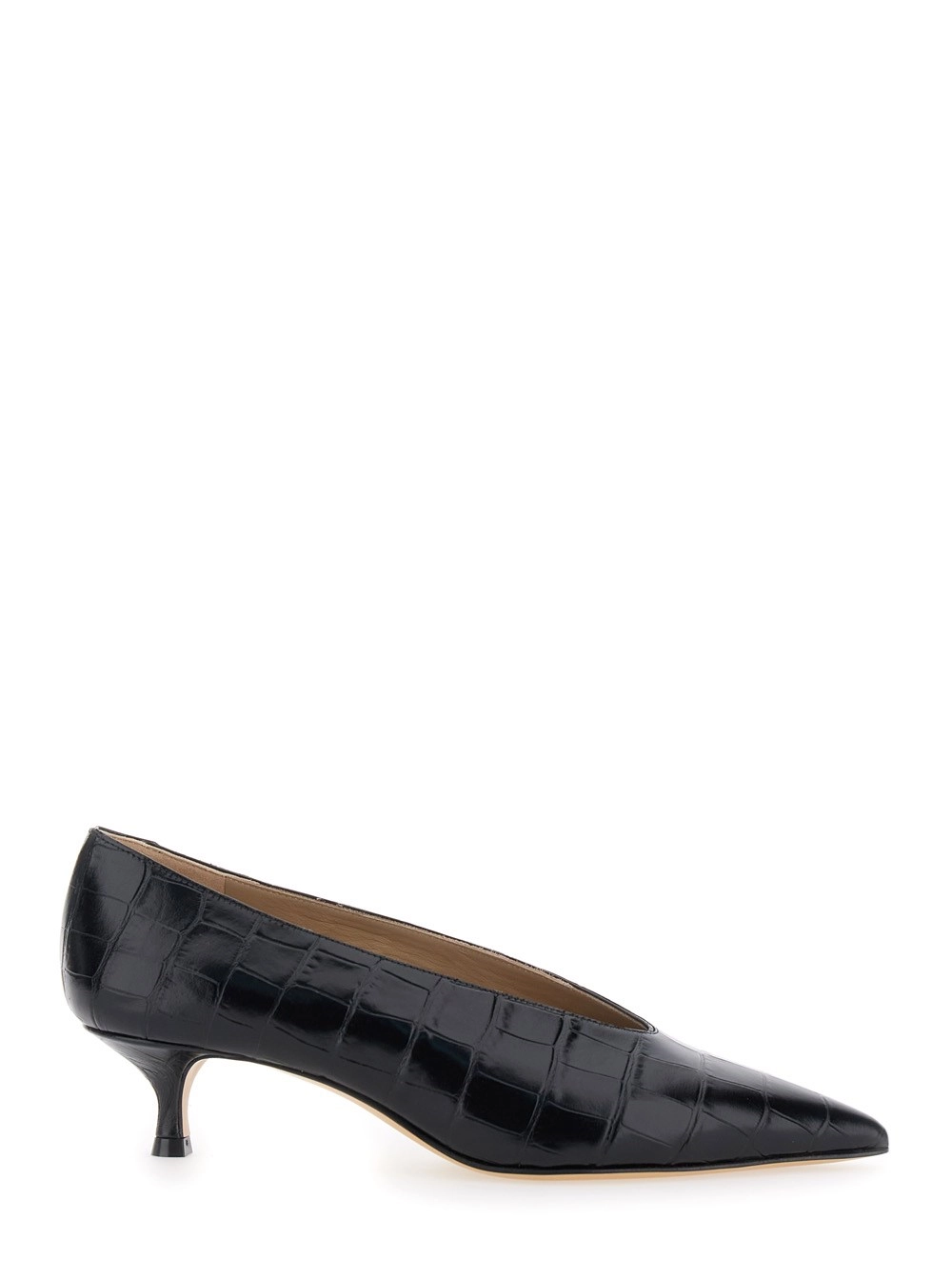 Schwarze Pumps mit Kitten-Absatz aus Lackleder Damen