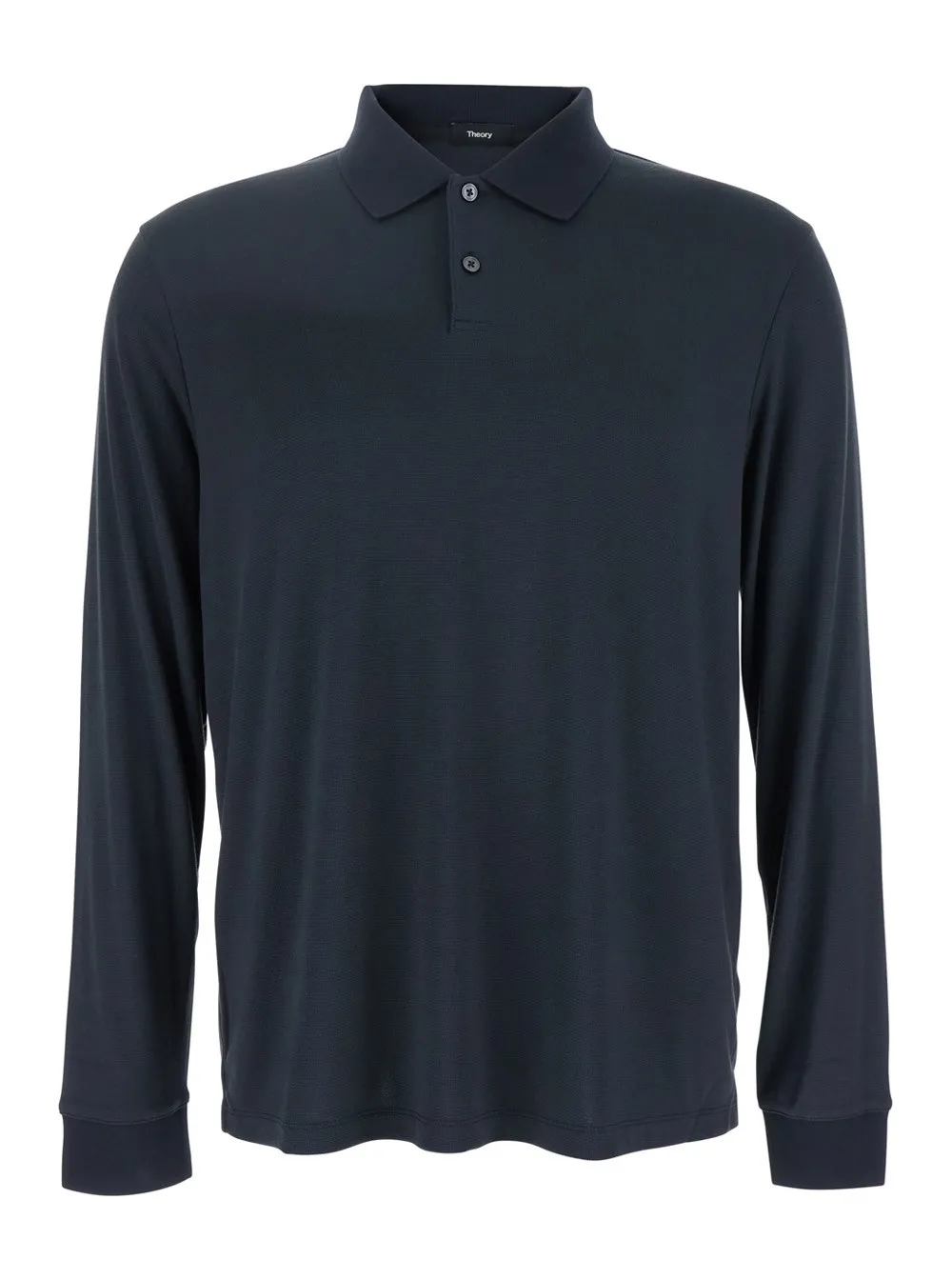 Blaues Polohemd "Goris" mit klassischem Kragen und langen Ärmeln aus technischem Stretch-Stoff Herren