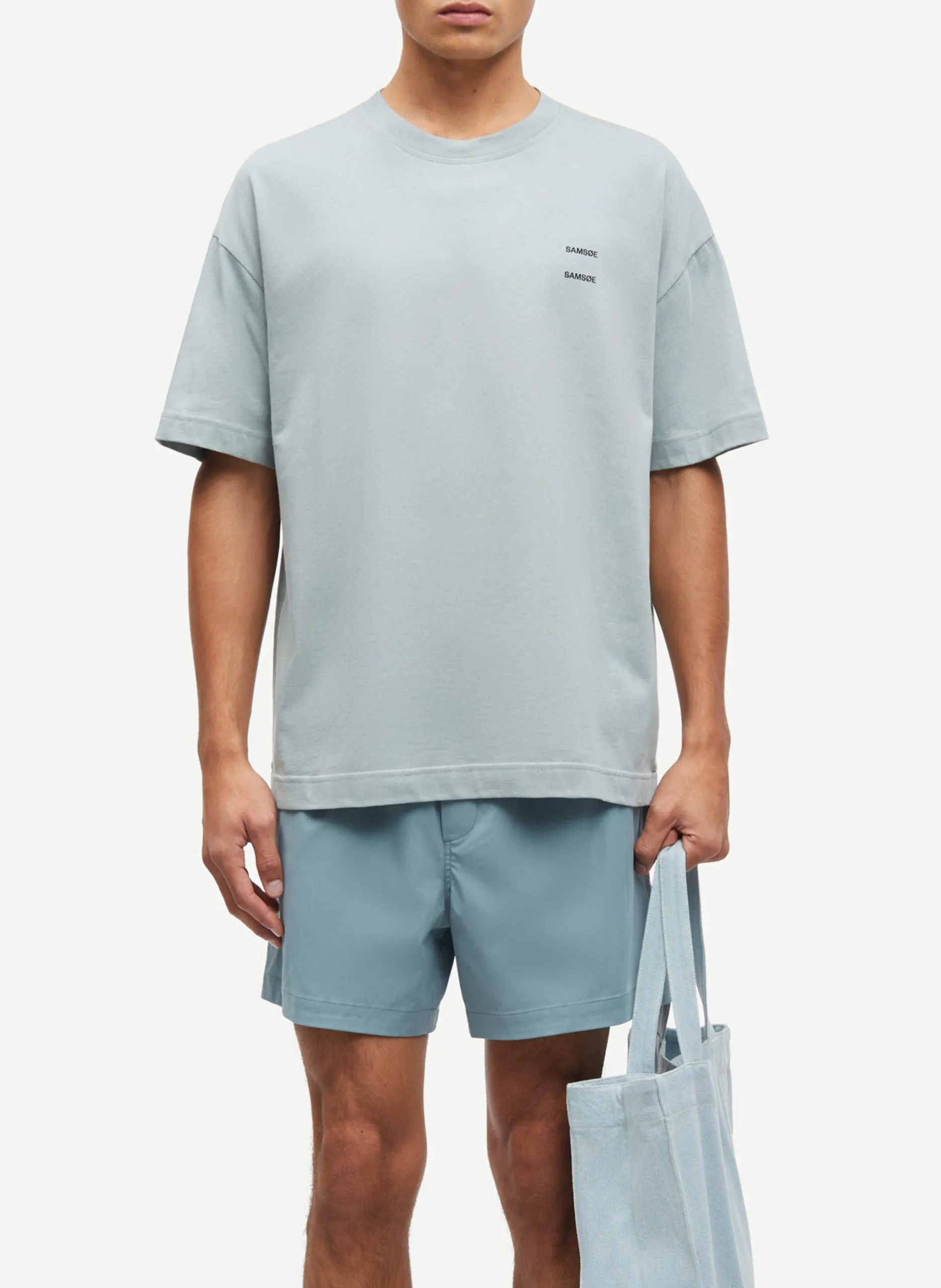 Rundhals-T-Shirt aus Bio-Baumwolle mit Siebdruck Blau JOEL