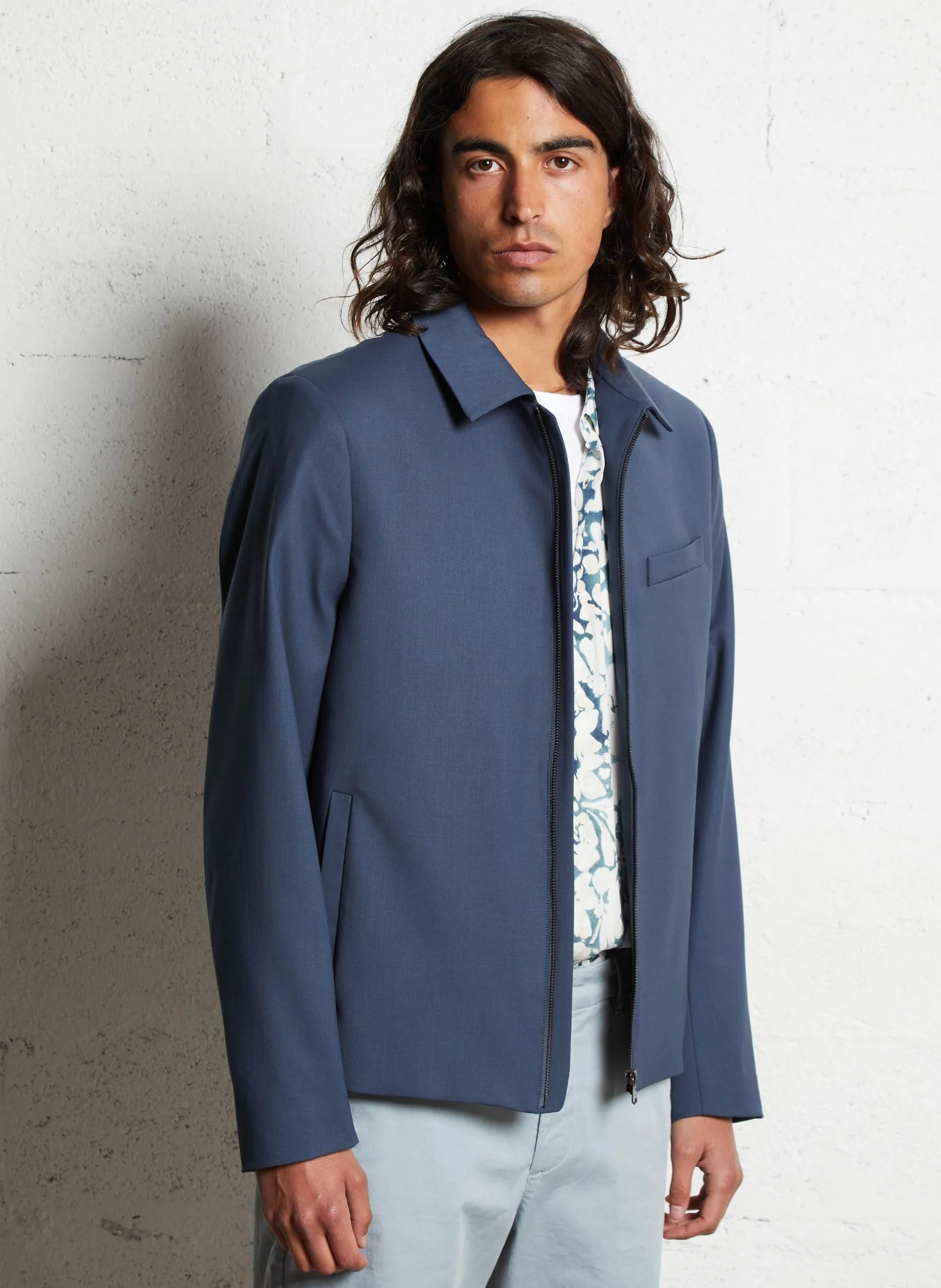 Jacke mit Hemdkragen Blau