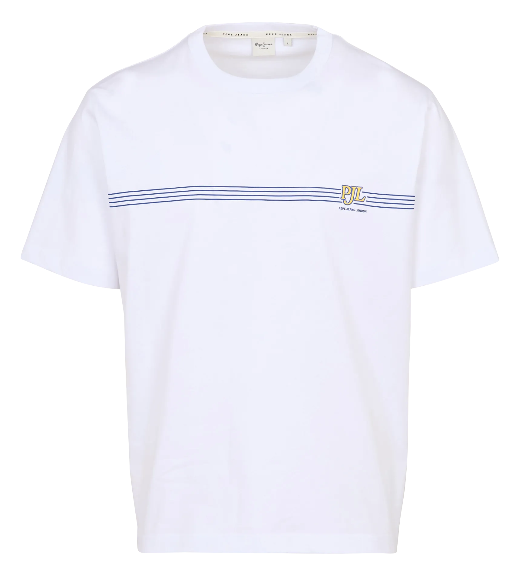 Gerade geschnittenes T-Shirt aus bedruckter Baumwolle Weiss