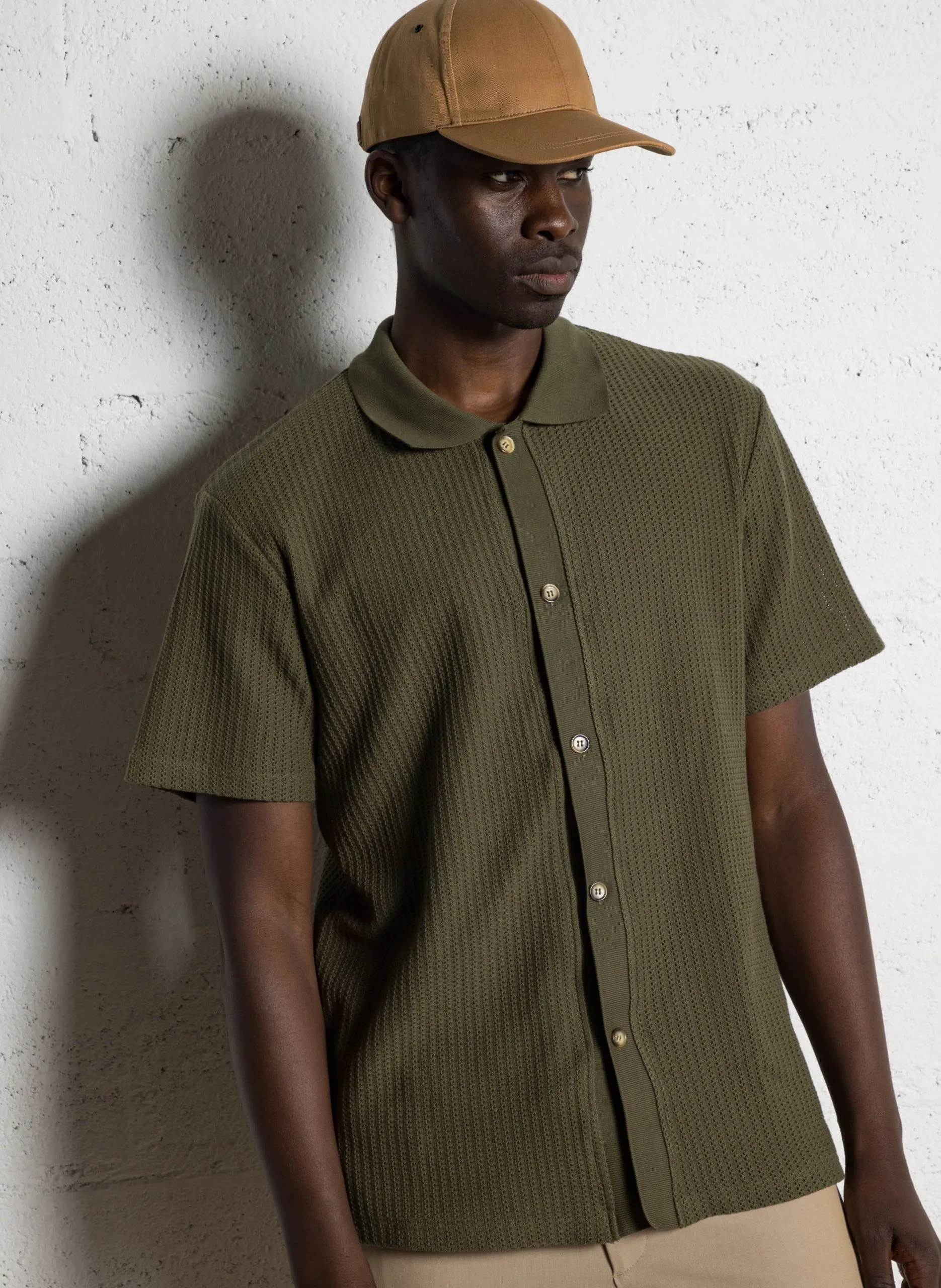 Gerade geschnittenes Poloshirt aus Bio-Baumwolle Khaki AXEL