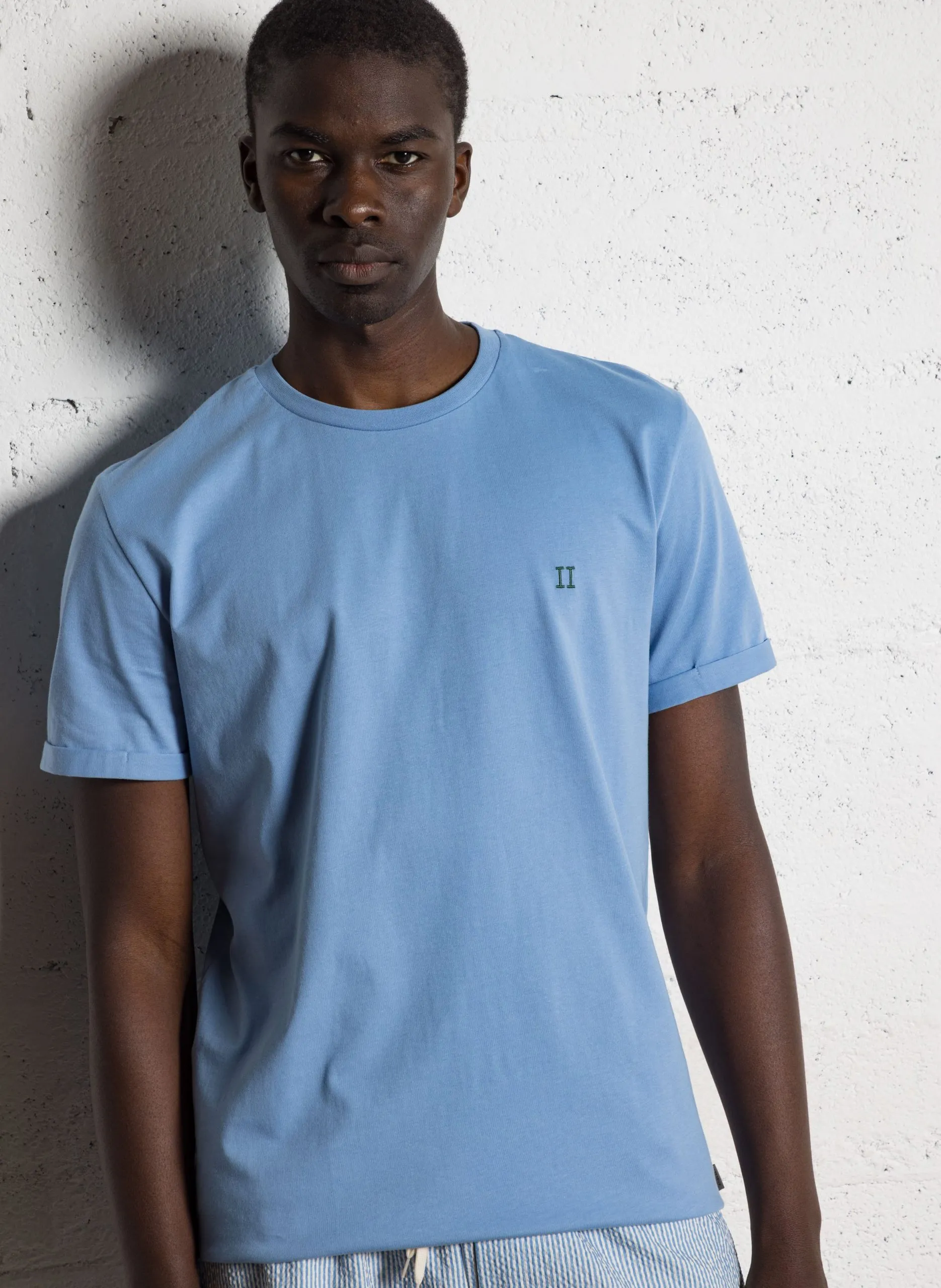 Gerade geschnittenes T-Shirt aus Bio-Baumwolle Blau NORREGAARD