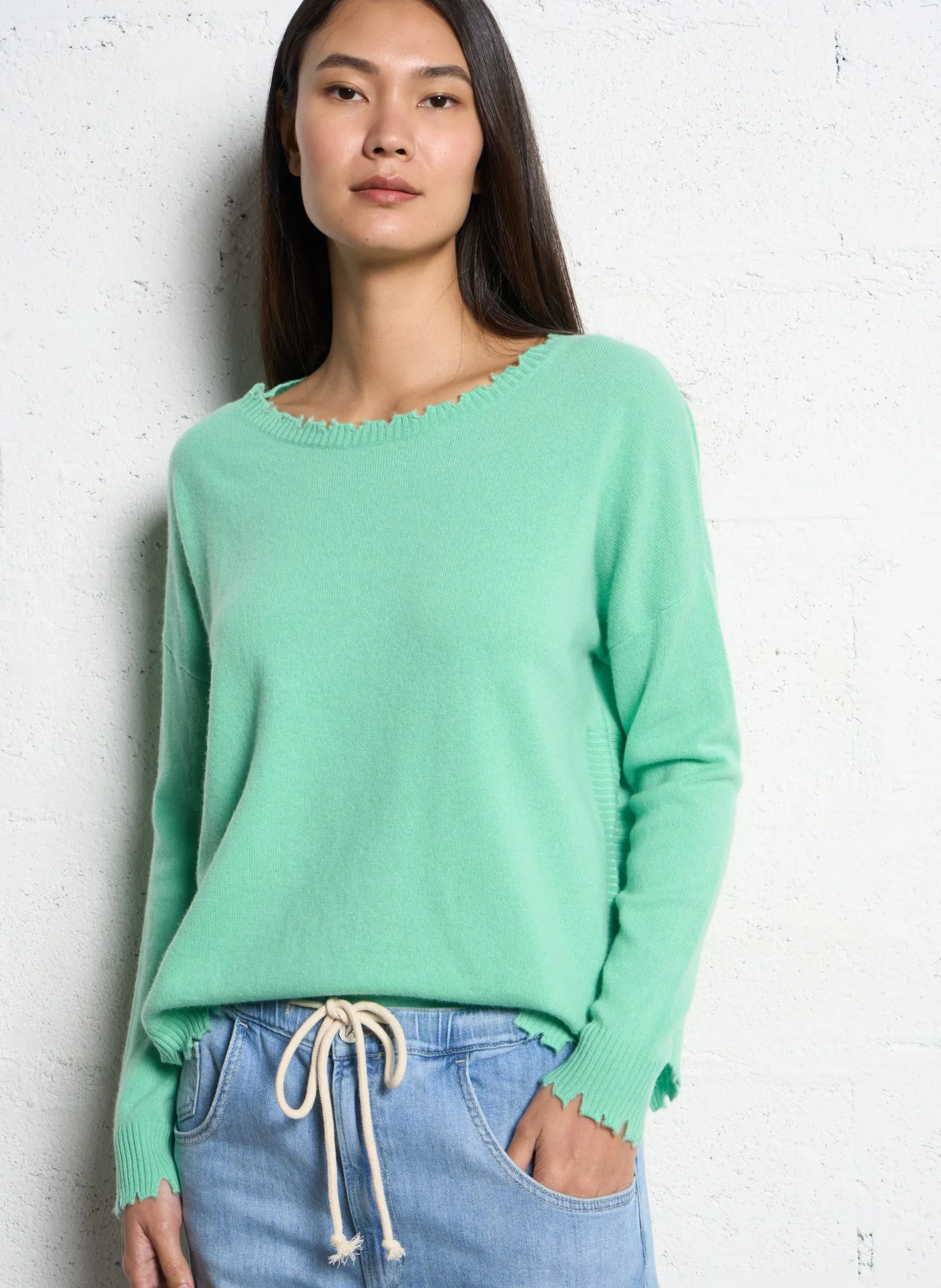 Oversize-Pullover aus Kaschmir-Strick Grun MELA