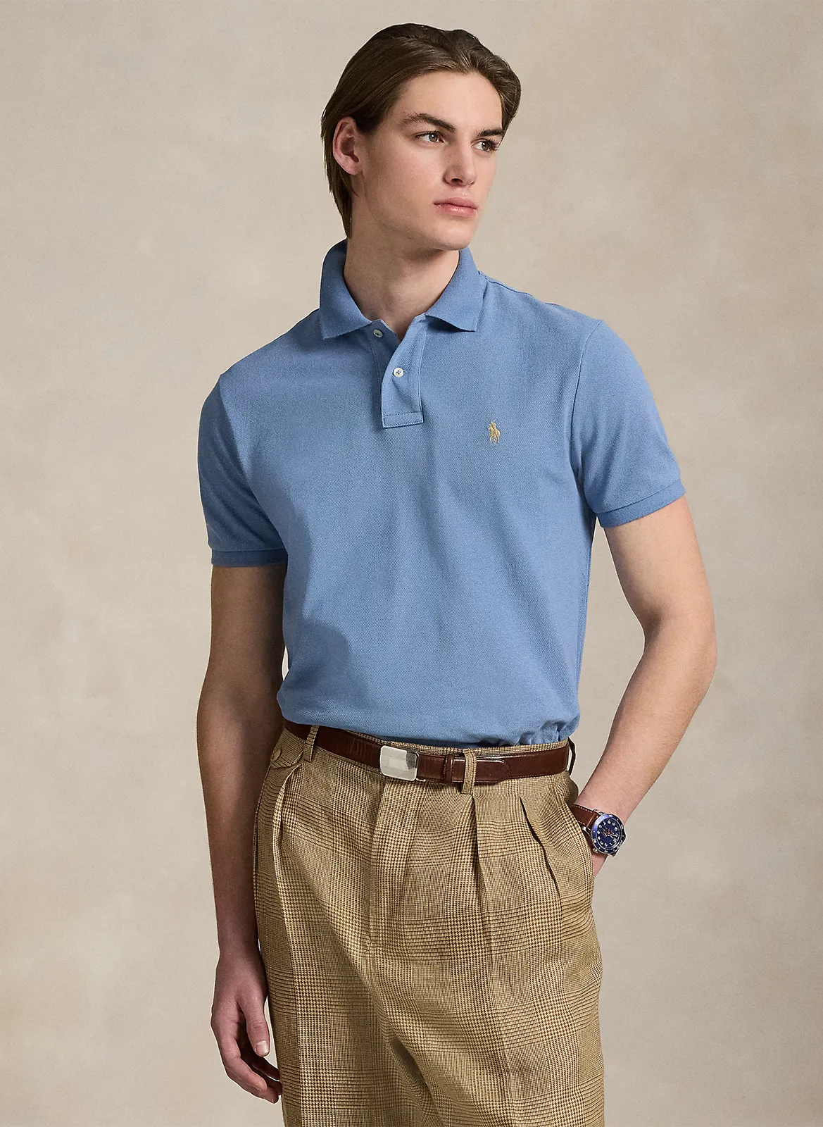 Poloshirt aus Baumwoll-Piqué, Slim Fit Blau