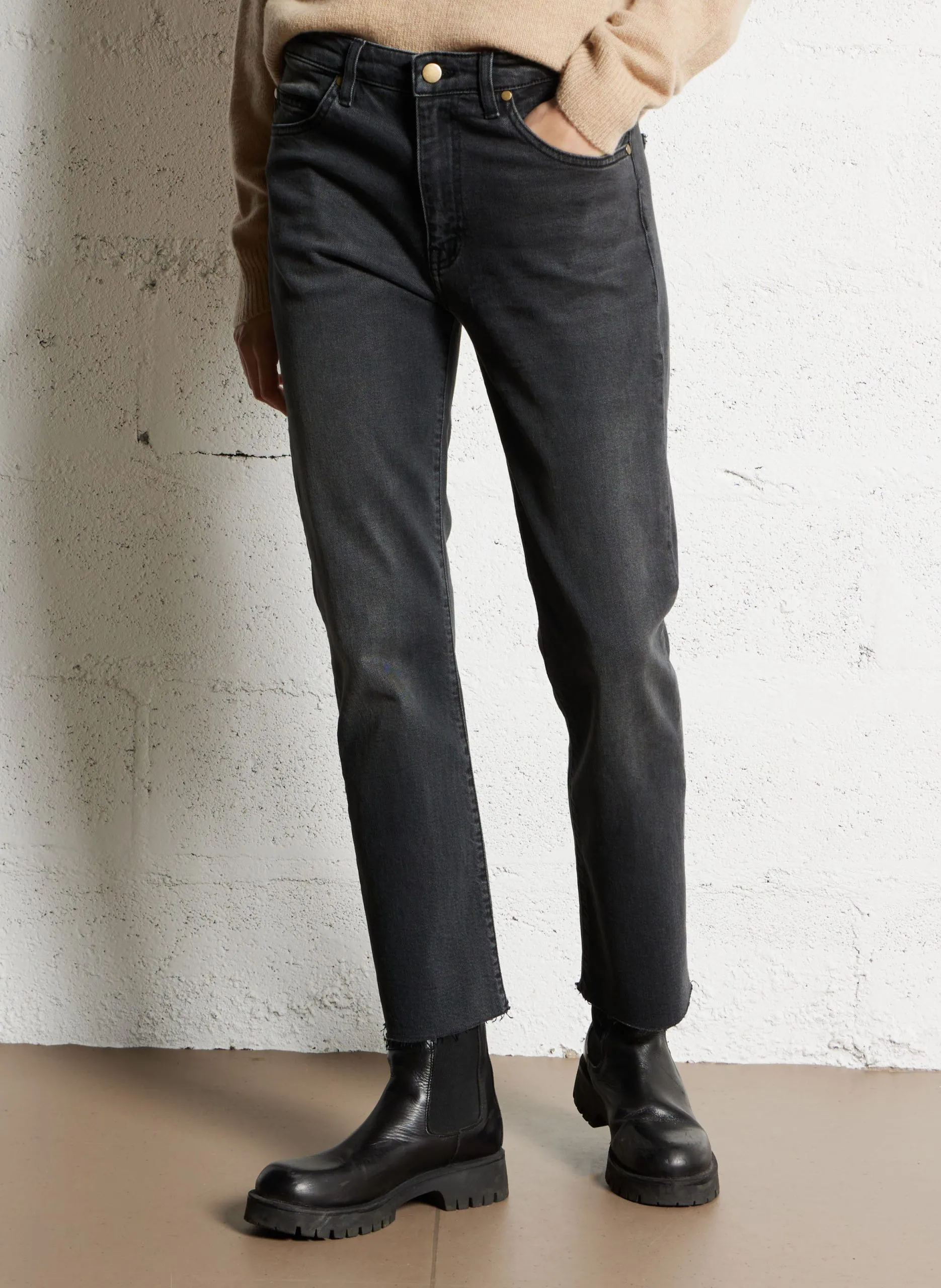 Gerade geschnittene Jeans aus Baumwoll-Mix Grau CARA