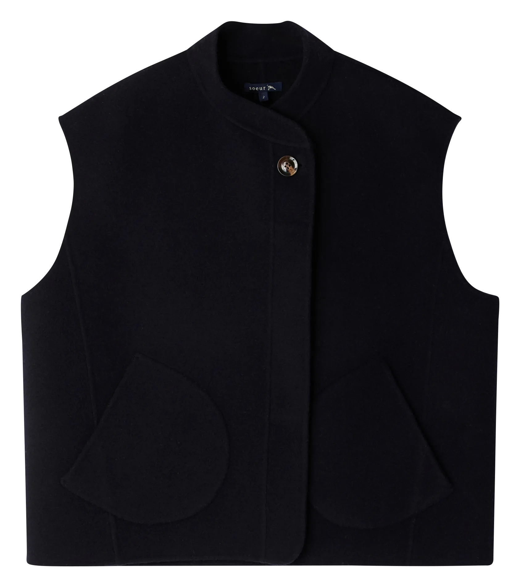 Kurze Jacke mit Stehkragen aus Wollmischung Blau ADELINE