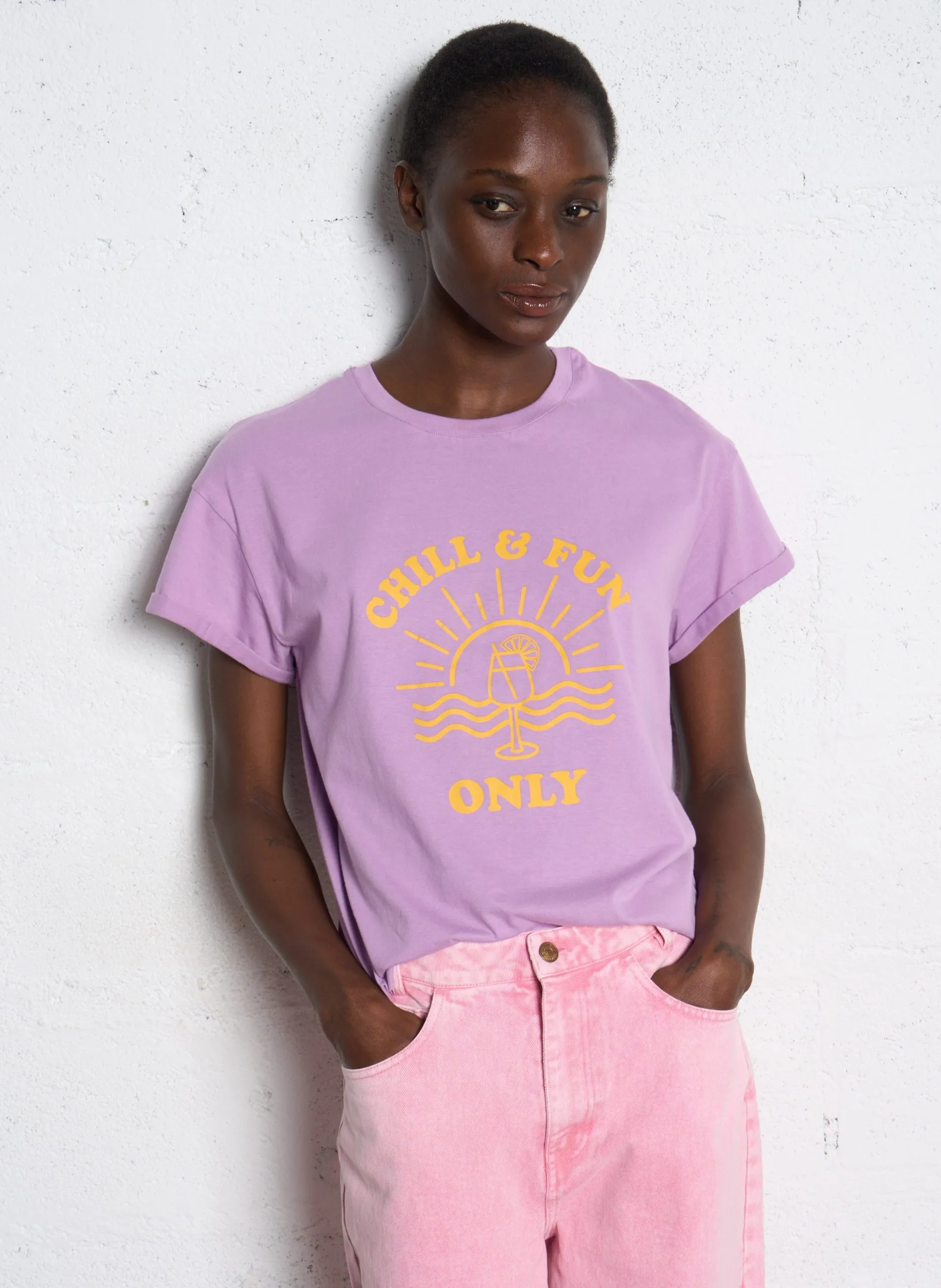 Gerade geschnittenes T-Shirt aus Baumwolle Violett