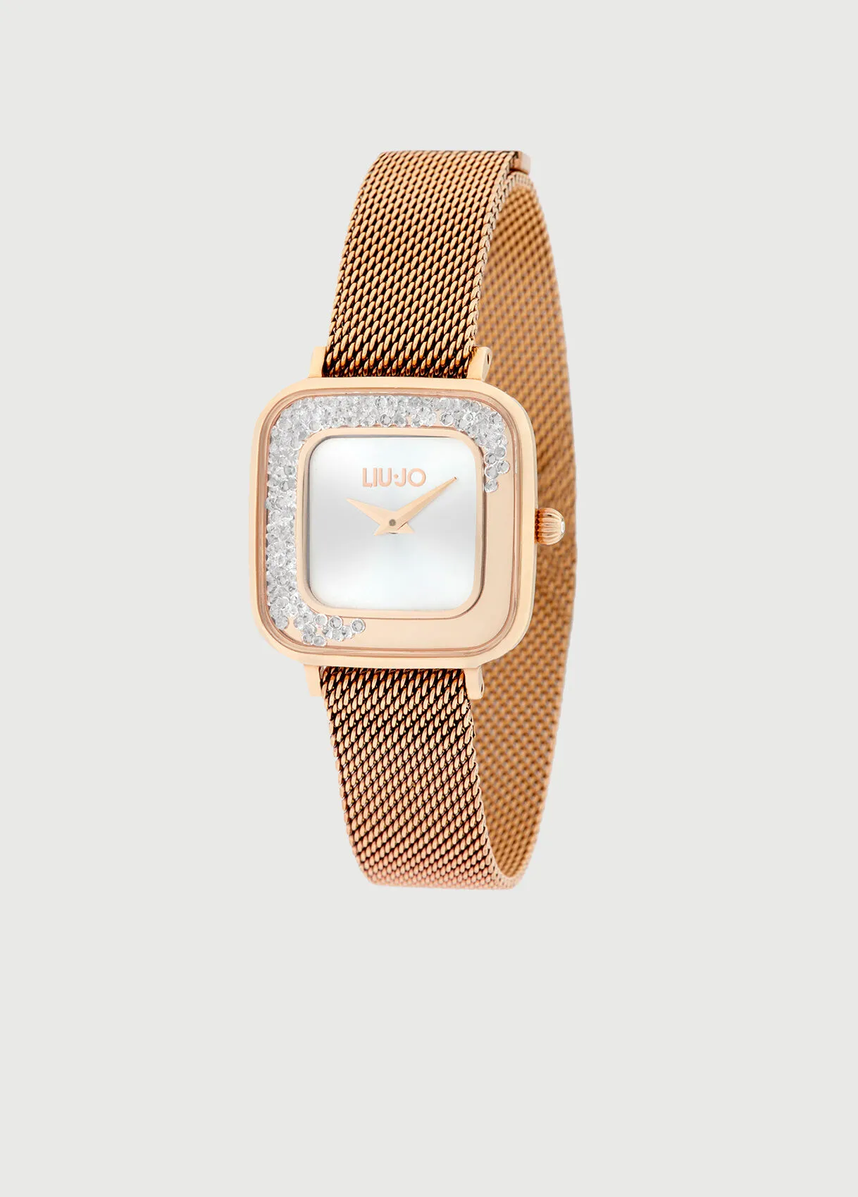 Armbanduhr aus Stahl mit beweglichen Schmucksteinen