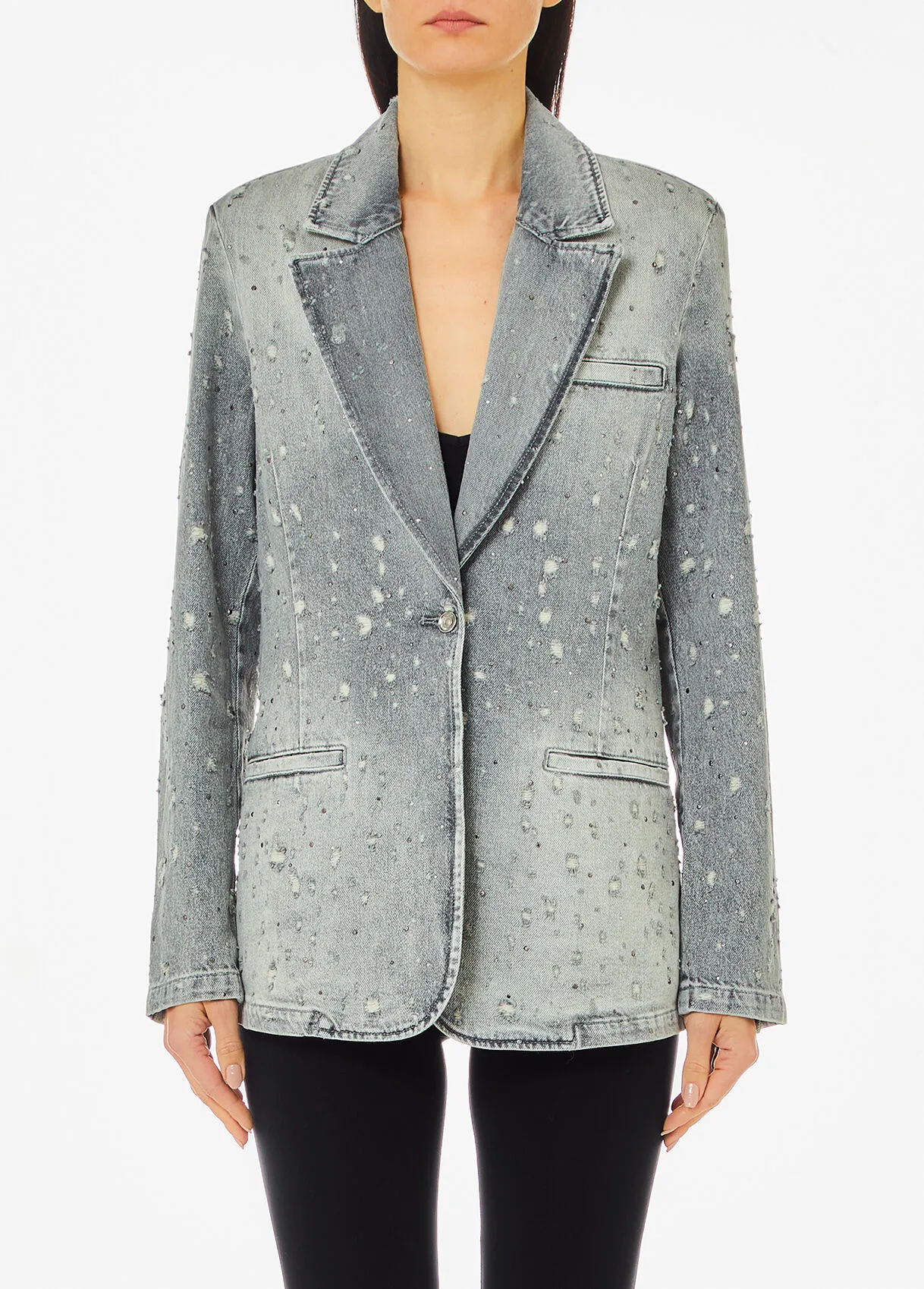 Blazer aus Denim mit Strass