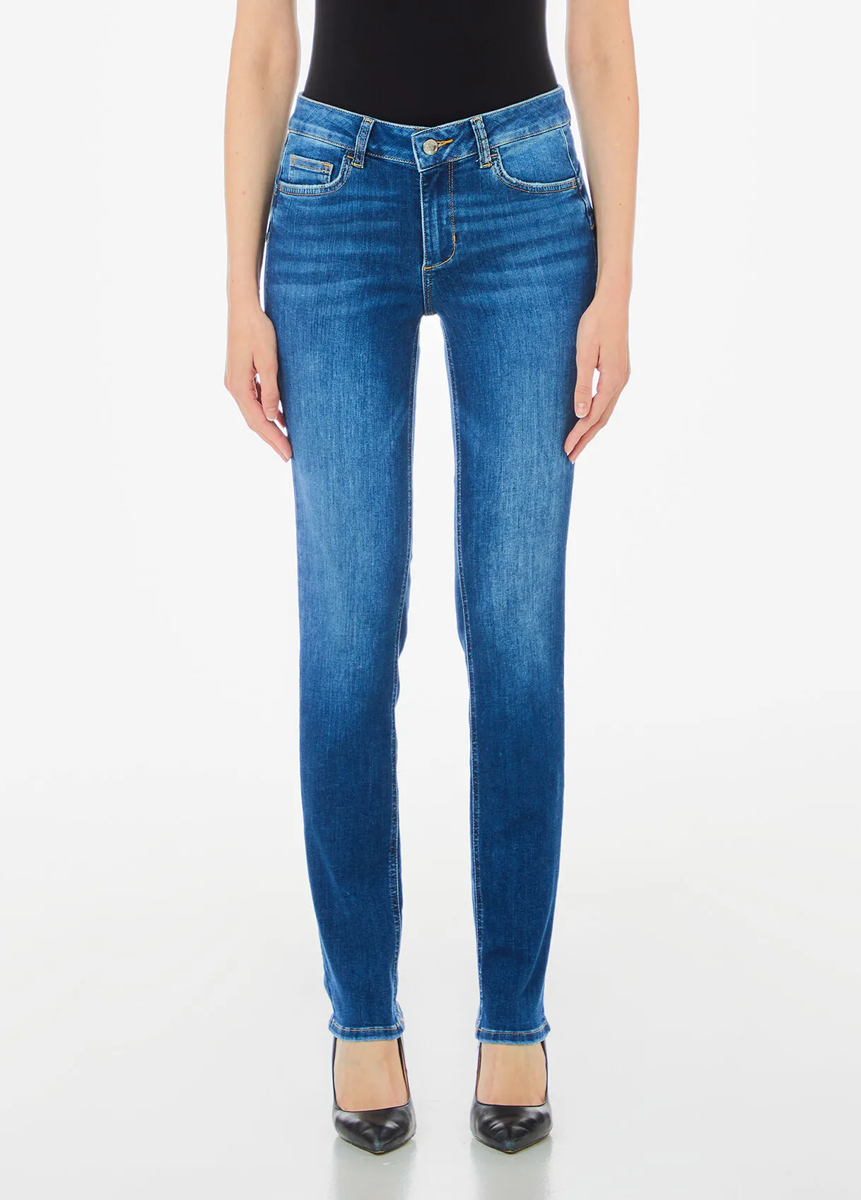 Bottom-Up-Jeans mit Slim-Fit