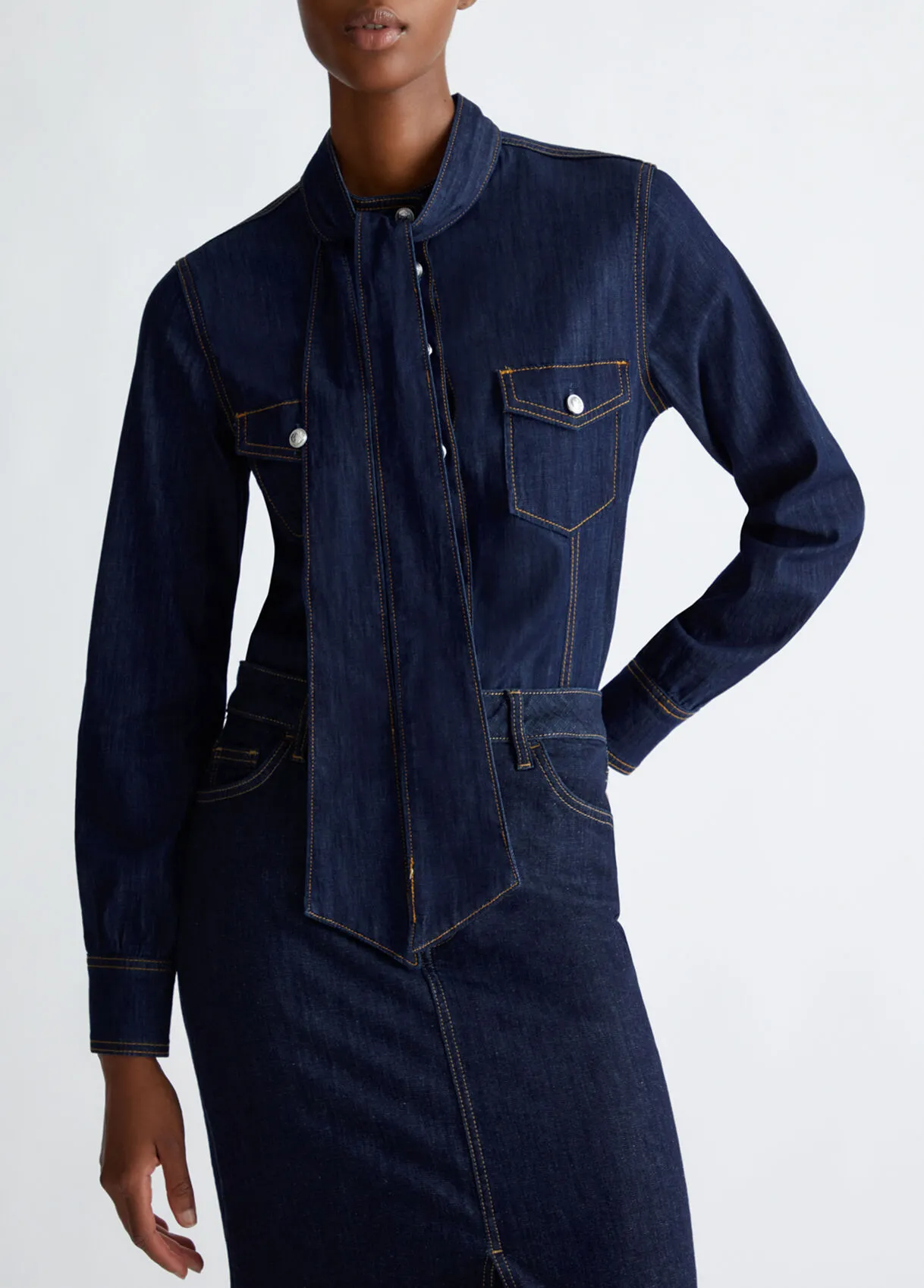 Denimhemd mit Schleife