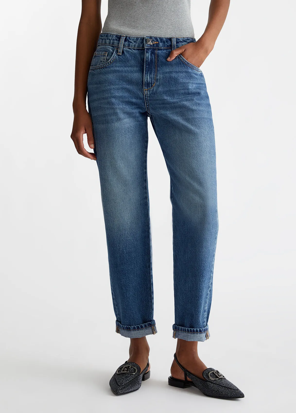 Boyfriend-Jeans mit niedrigem Bund