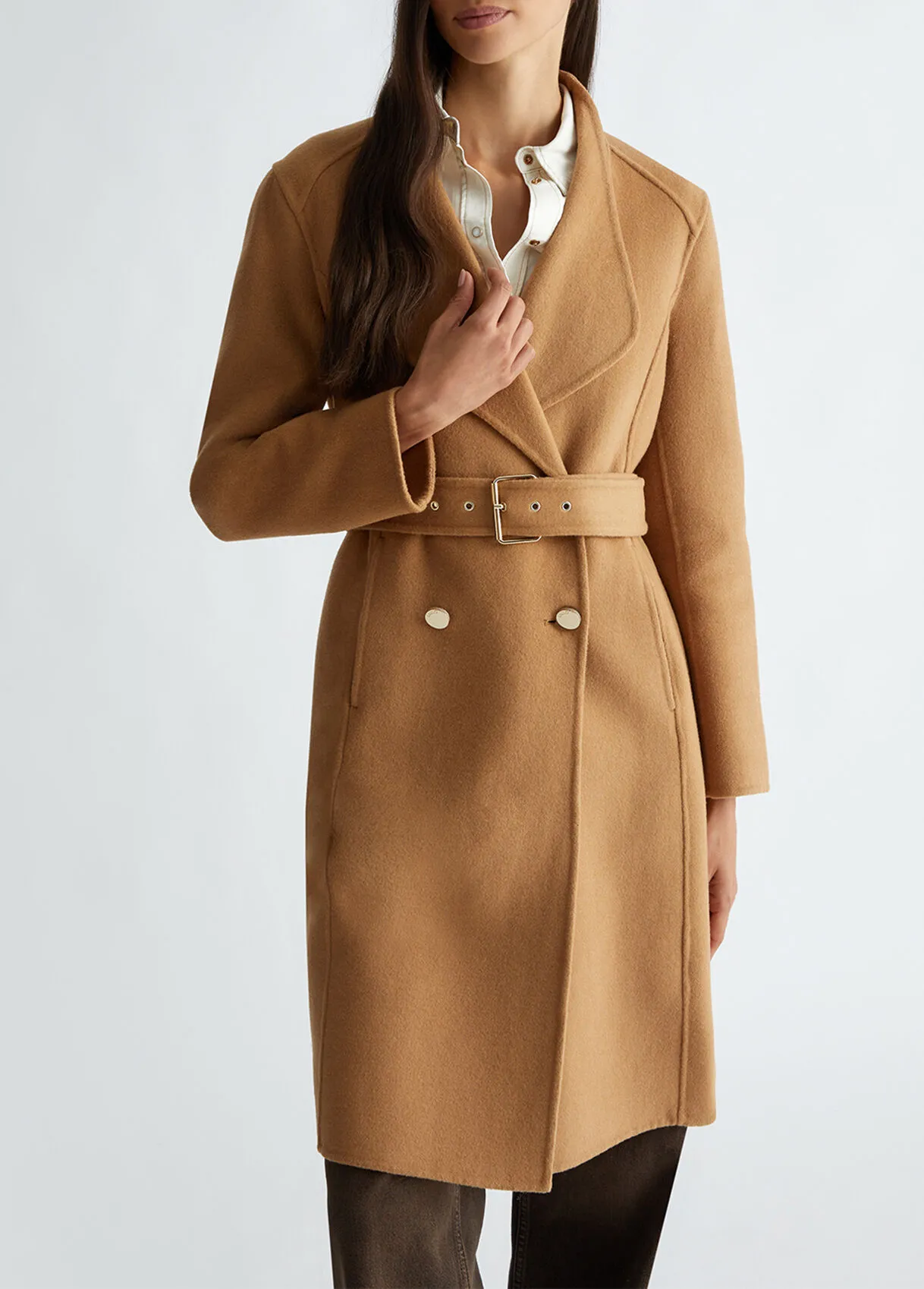 Zweireihiger Mantel aus Wollgemisch