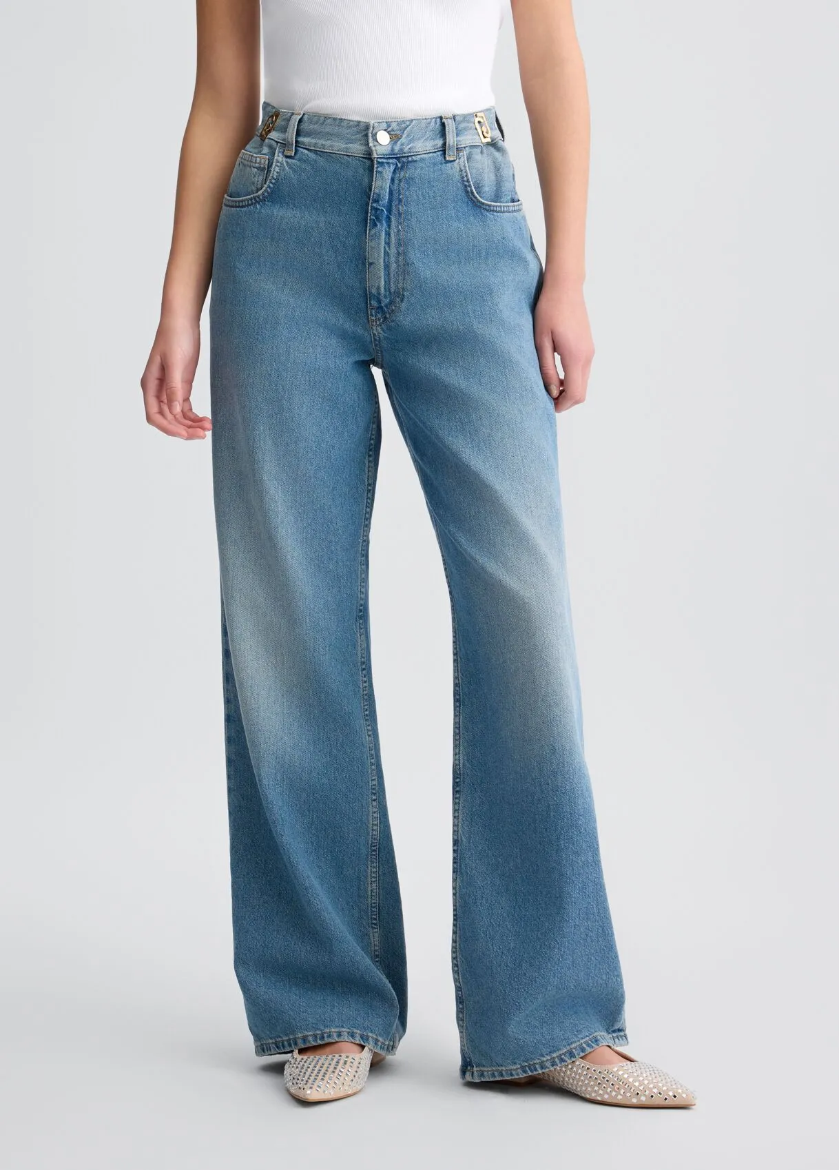 Baggy-Jeans mit hohem Bund