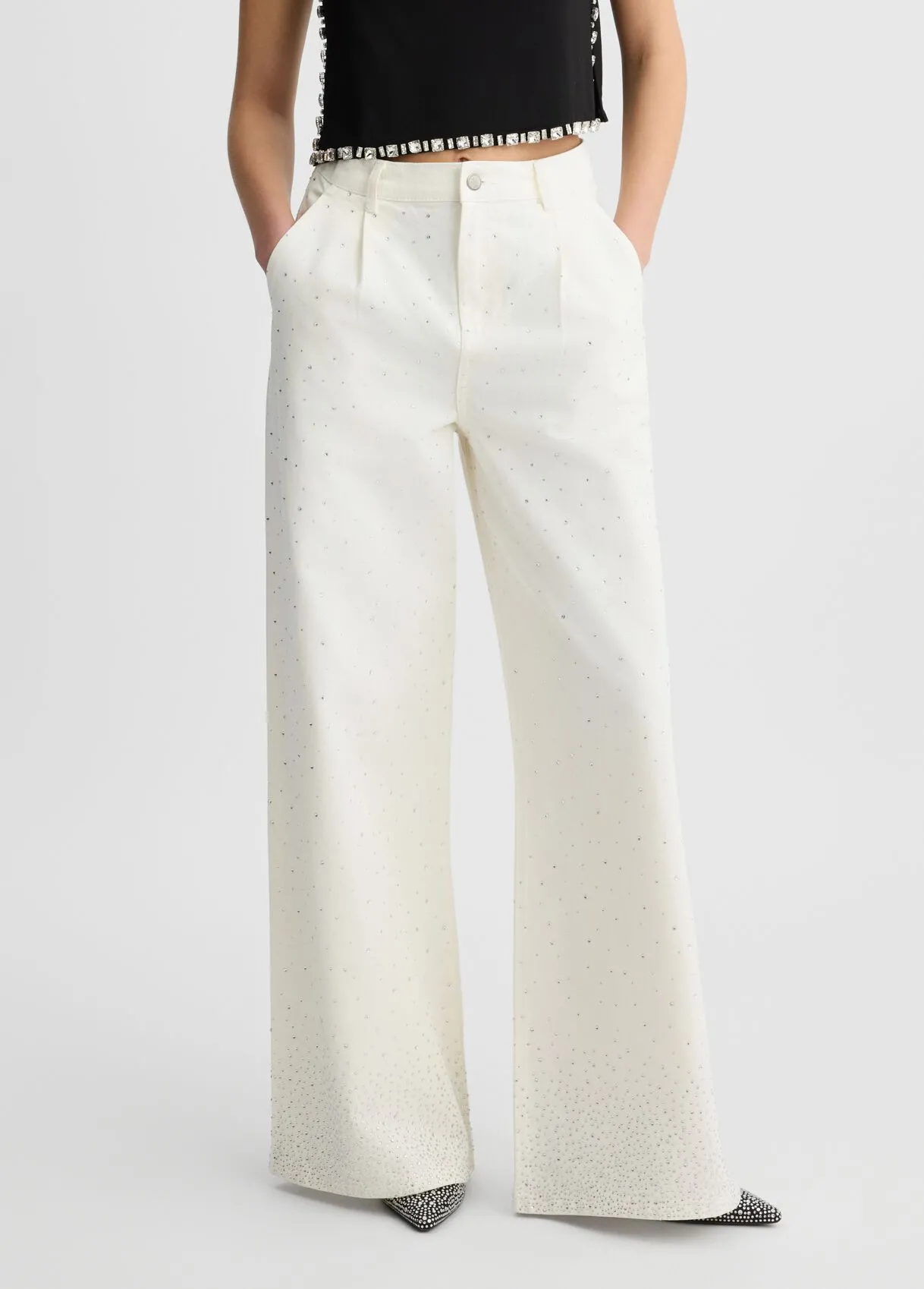 Flare-Hosen mit Strass