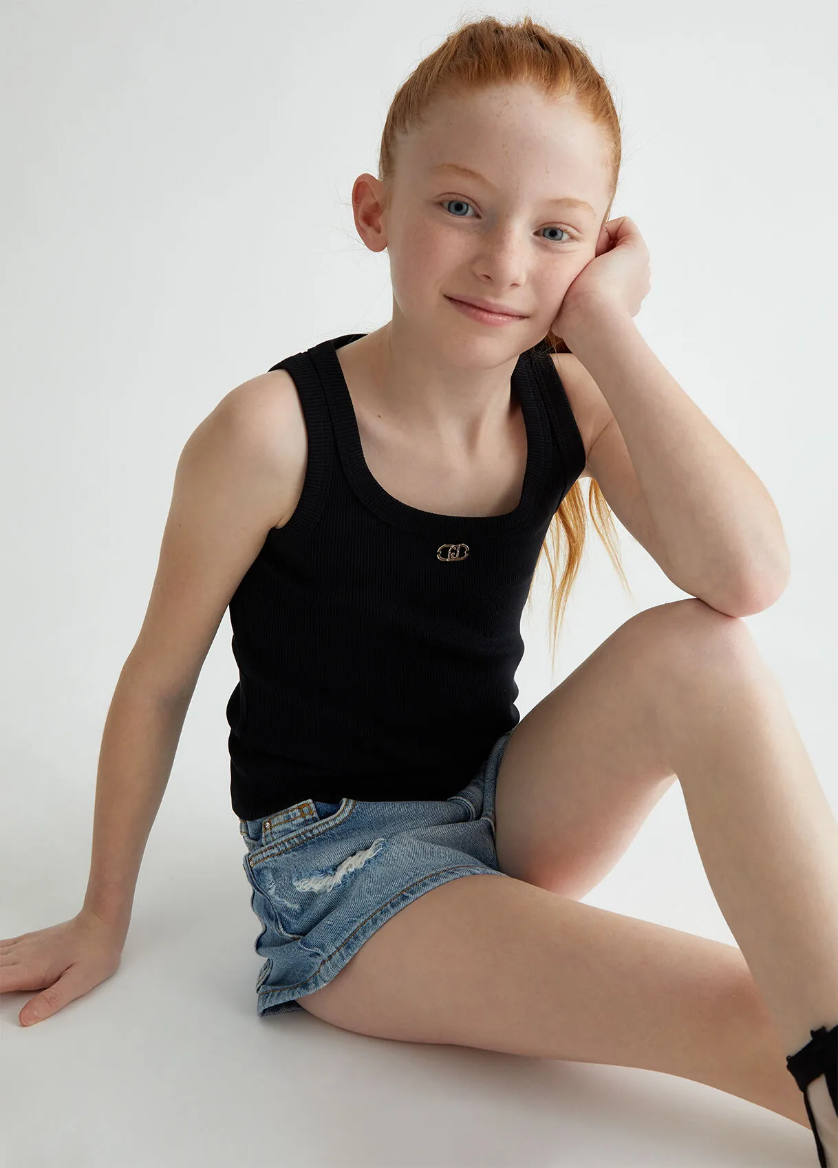 Top aus gerippter Baumwolle