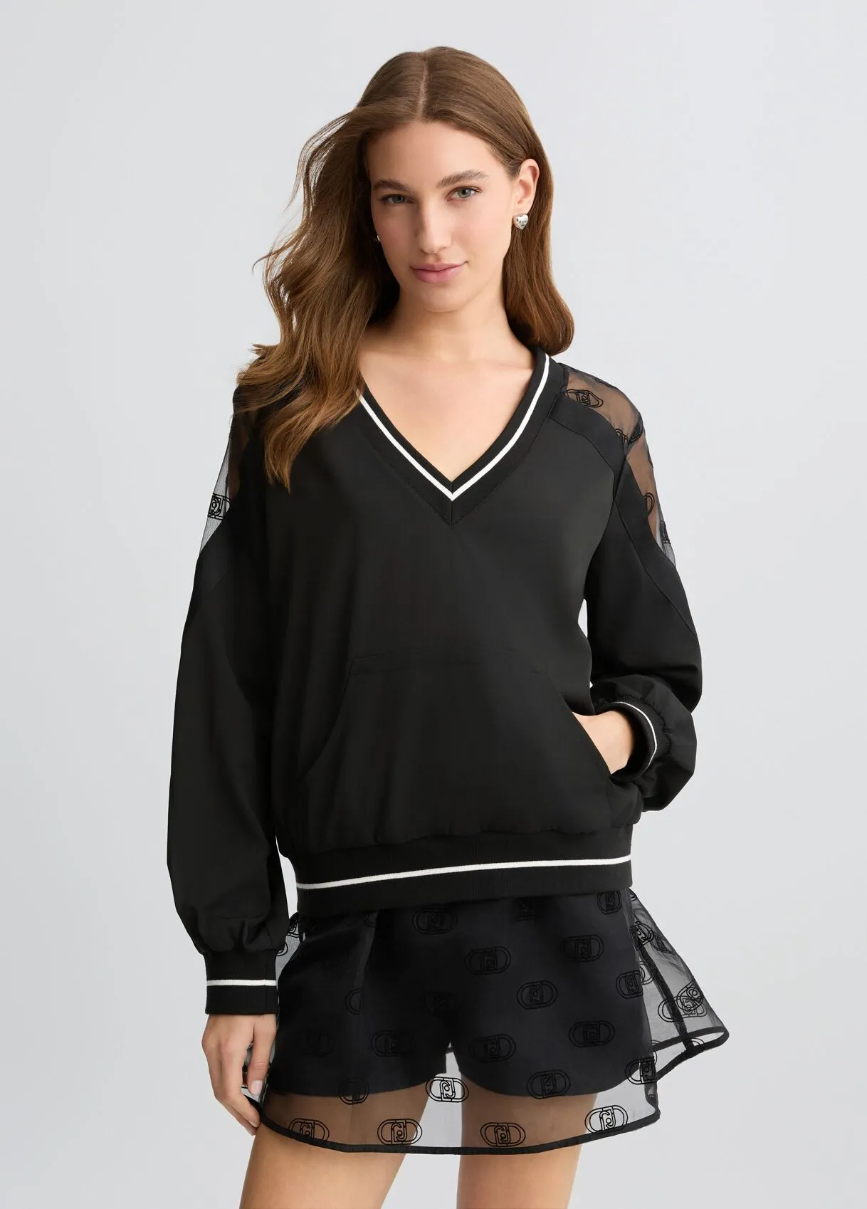 Sweatshirt mit V-Ausschnitt