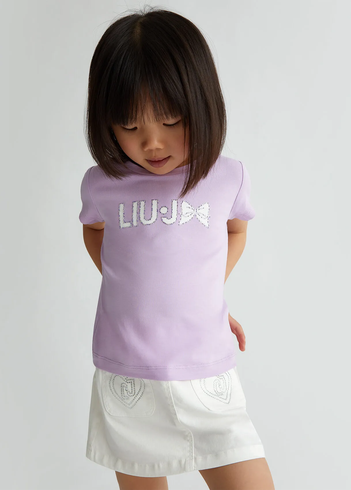 T-Shirt aus Baumwolle mit Logo und Strass