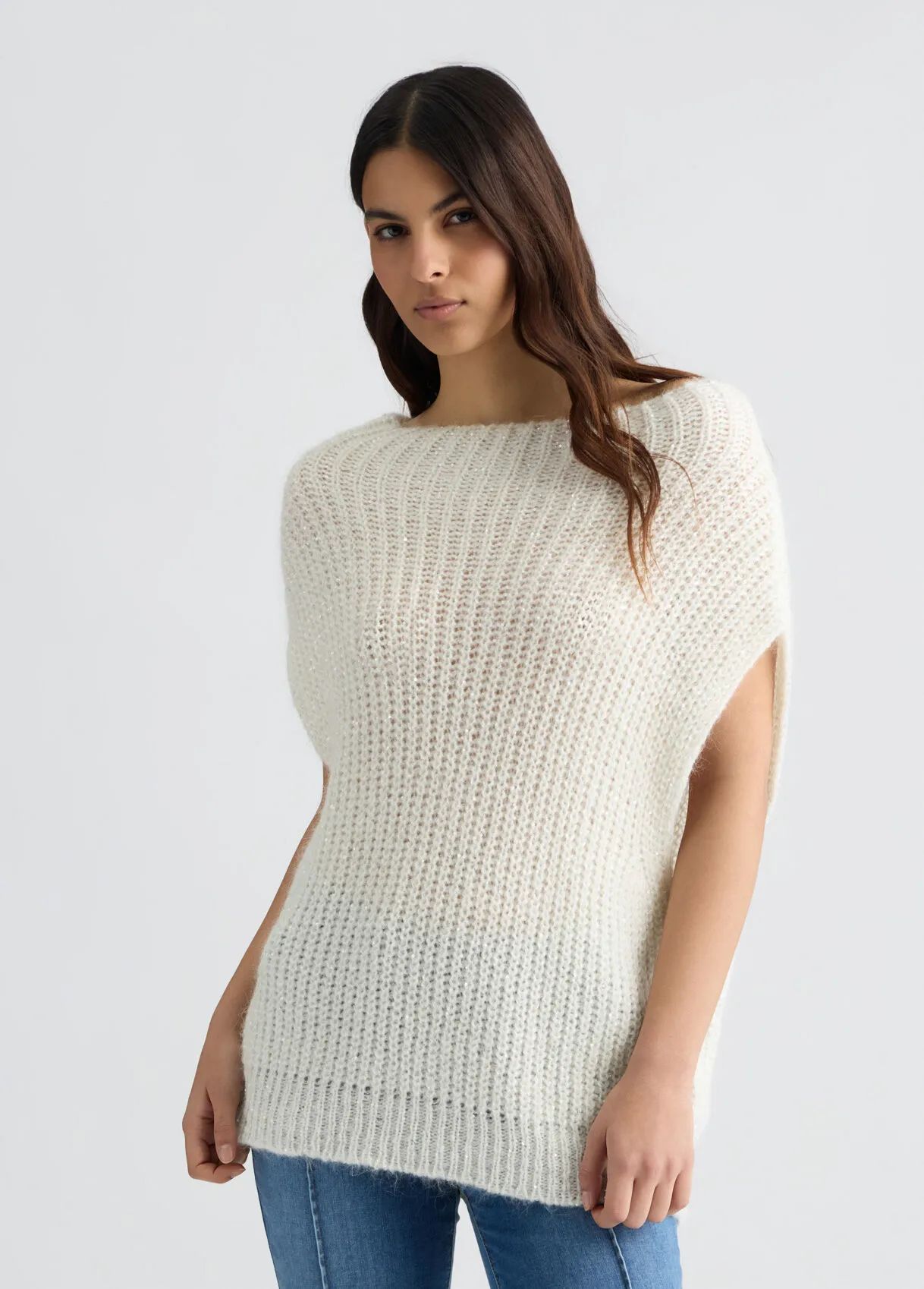 Weste aus Mohair mit Pailletten