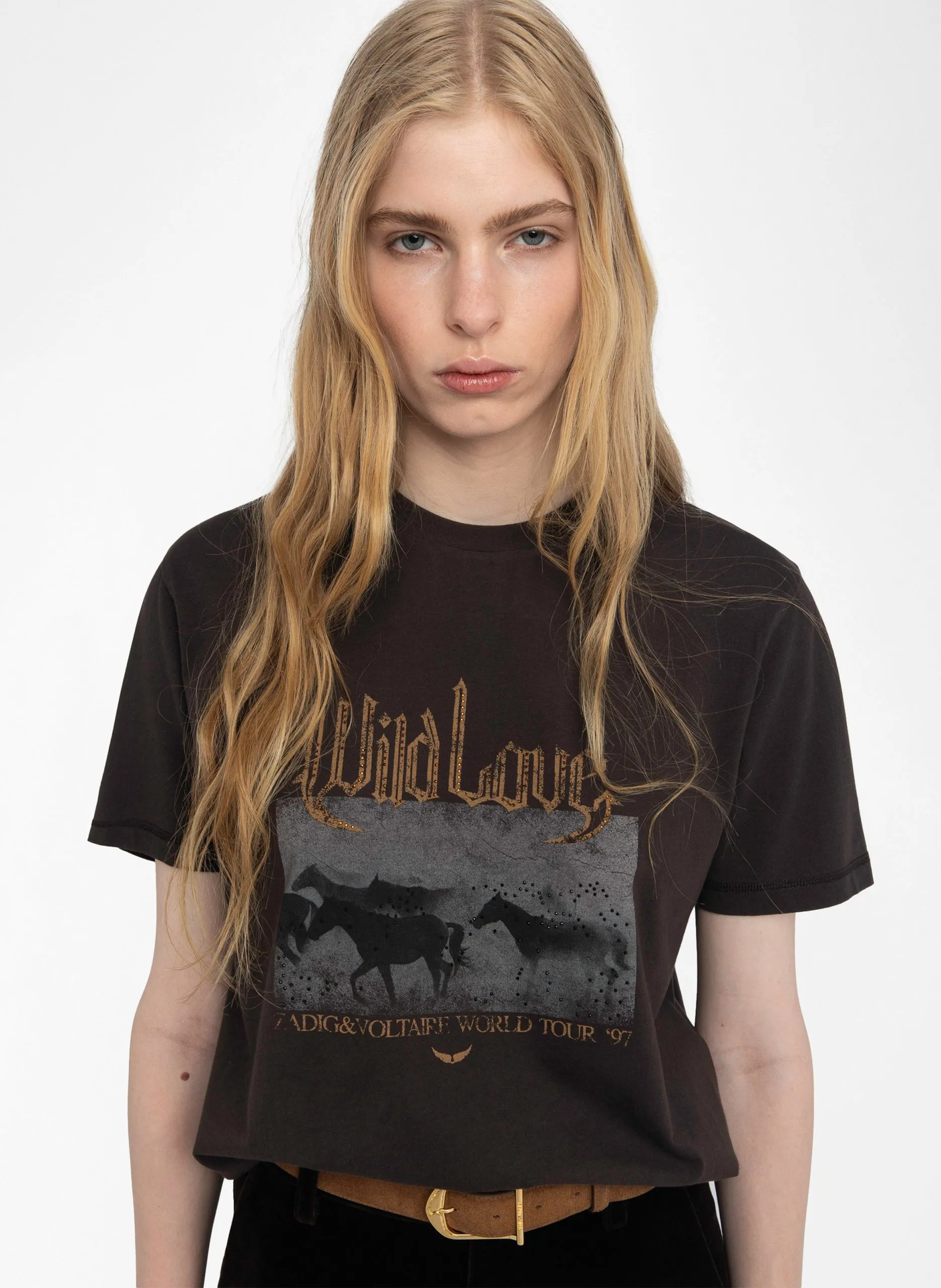 Oversize T-Shirt mit Baumwollmuster Braun EDWIN